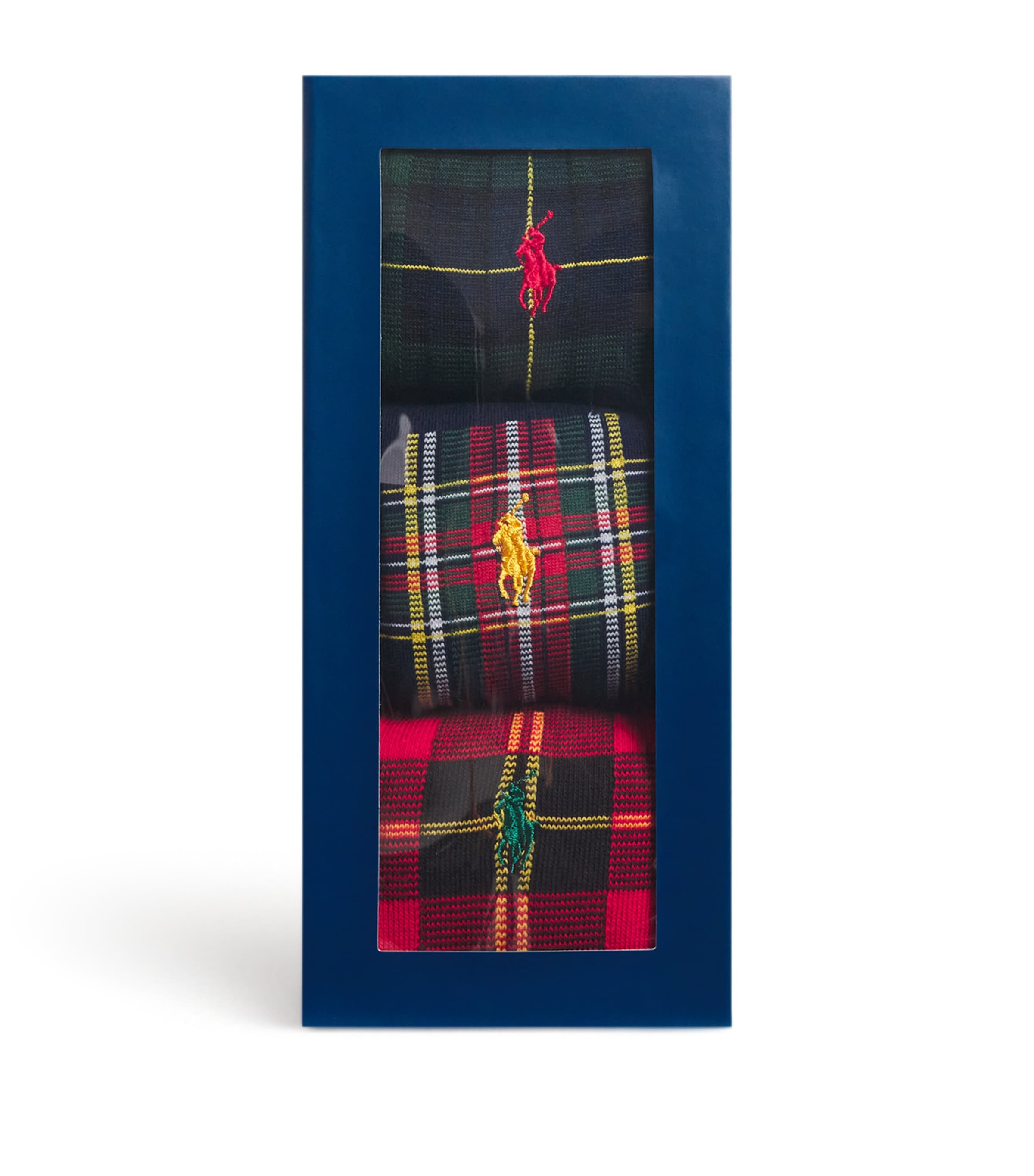 Polo Ralph Lauren Mens Cotton-Blend Tartan Socks (Pack of 3) Wine/green/royal Image 1