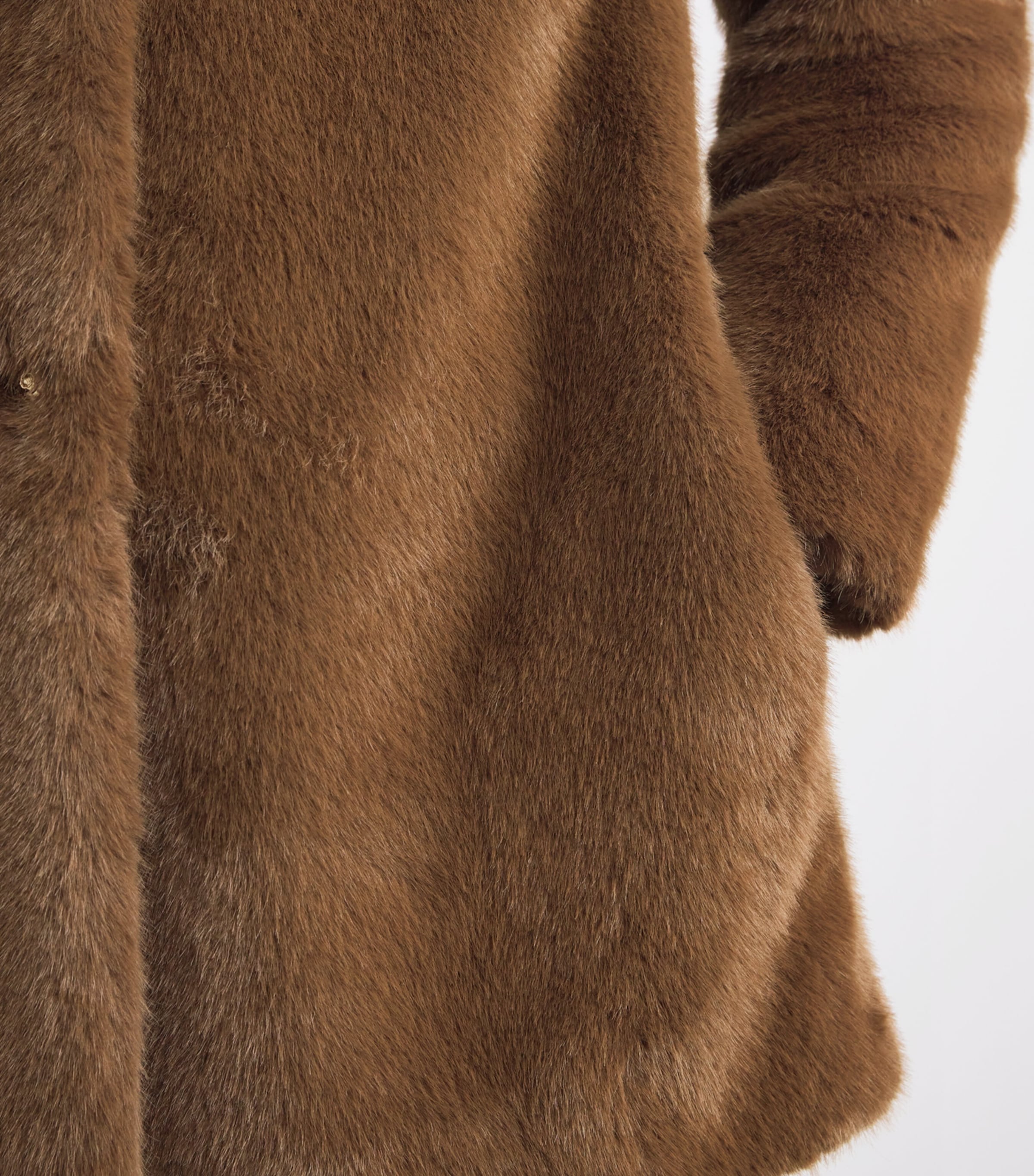 Faux Fur Double-Breasted Coat BROWN Image 6