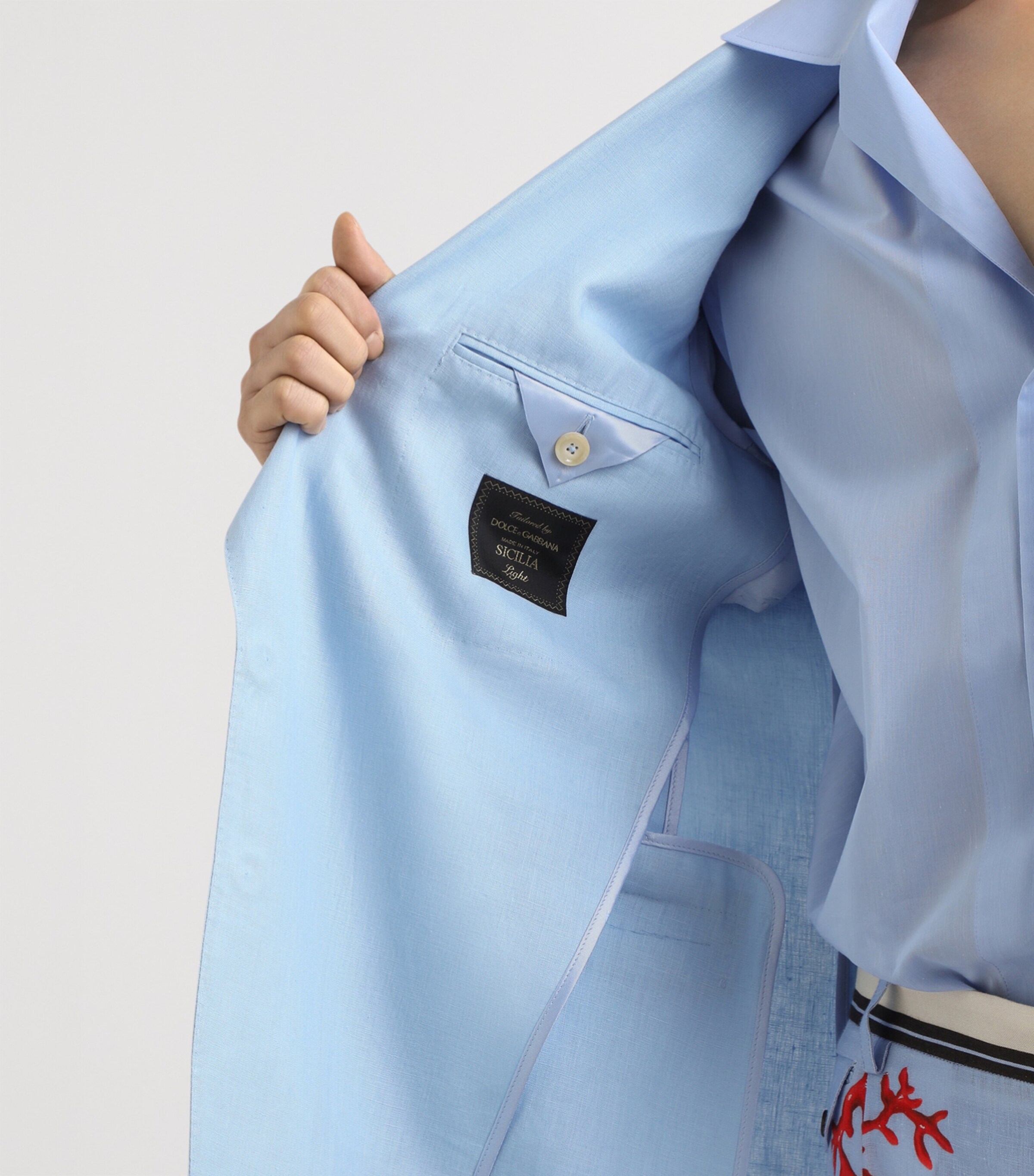 Linen Single-Breasted Blazer B1581-SKY BLUE Image 4