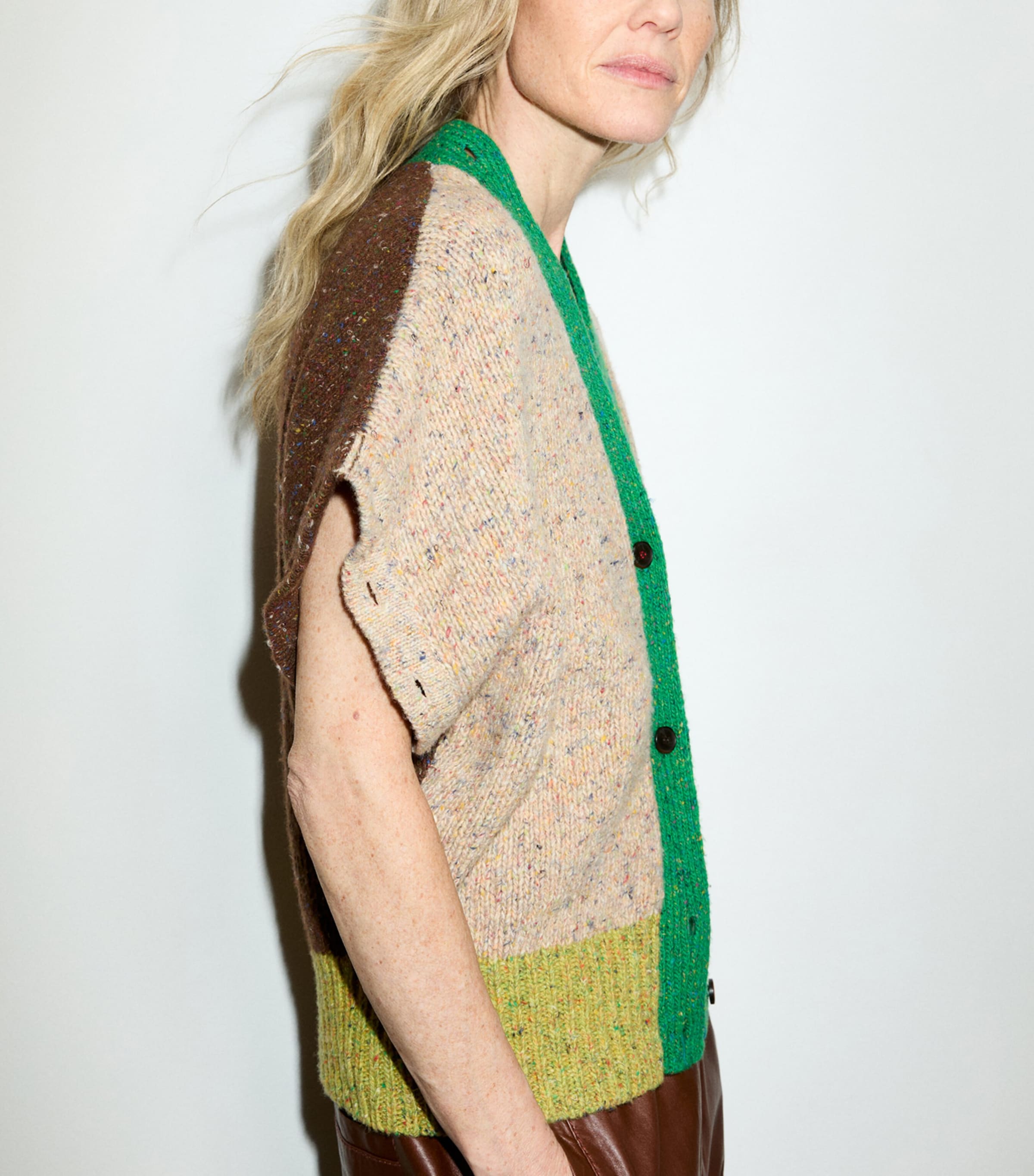 MAX&Co. Womens Wool Block-Colour Cardigan Green Image 7