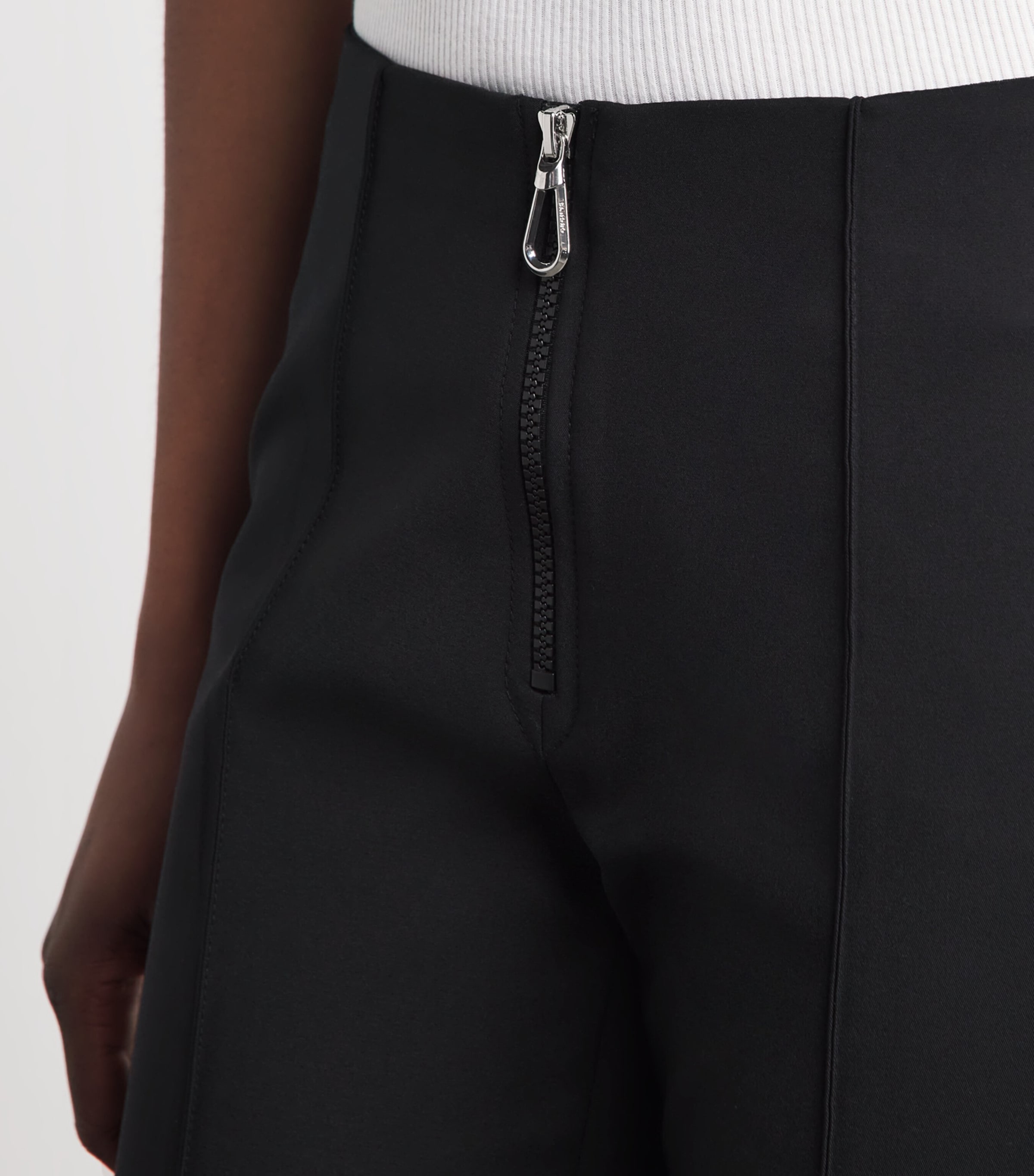 Sandro Paris Womens Zip-Up Flared Trousers Black Image 3