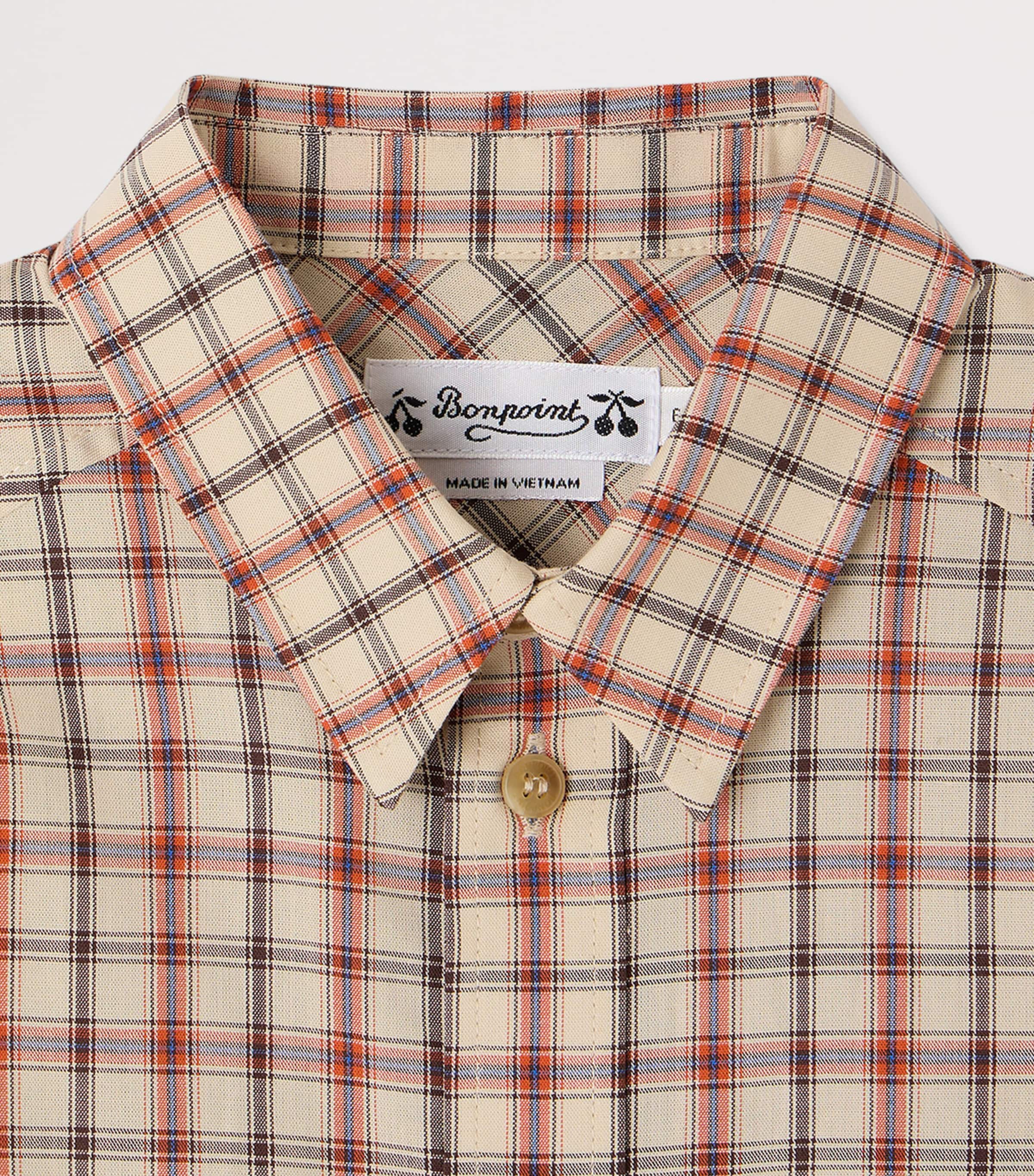Bonpoint Cotton Check Shirt (4-8 Years) Carreaux Beige Image 3