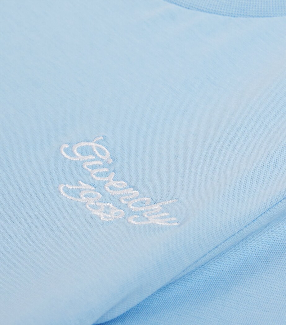 Givenchy Kids Cotton Embroidered Logo T-Shirt (4-12+ Years) Sea Image 3