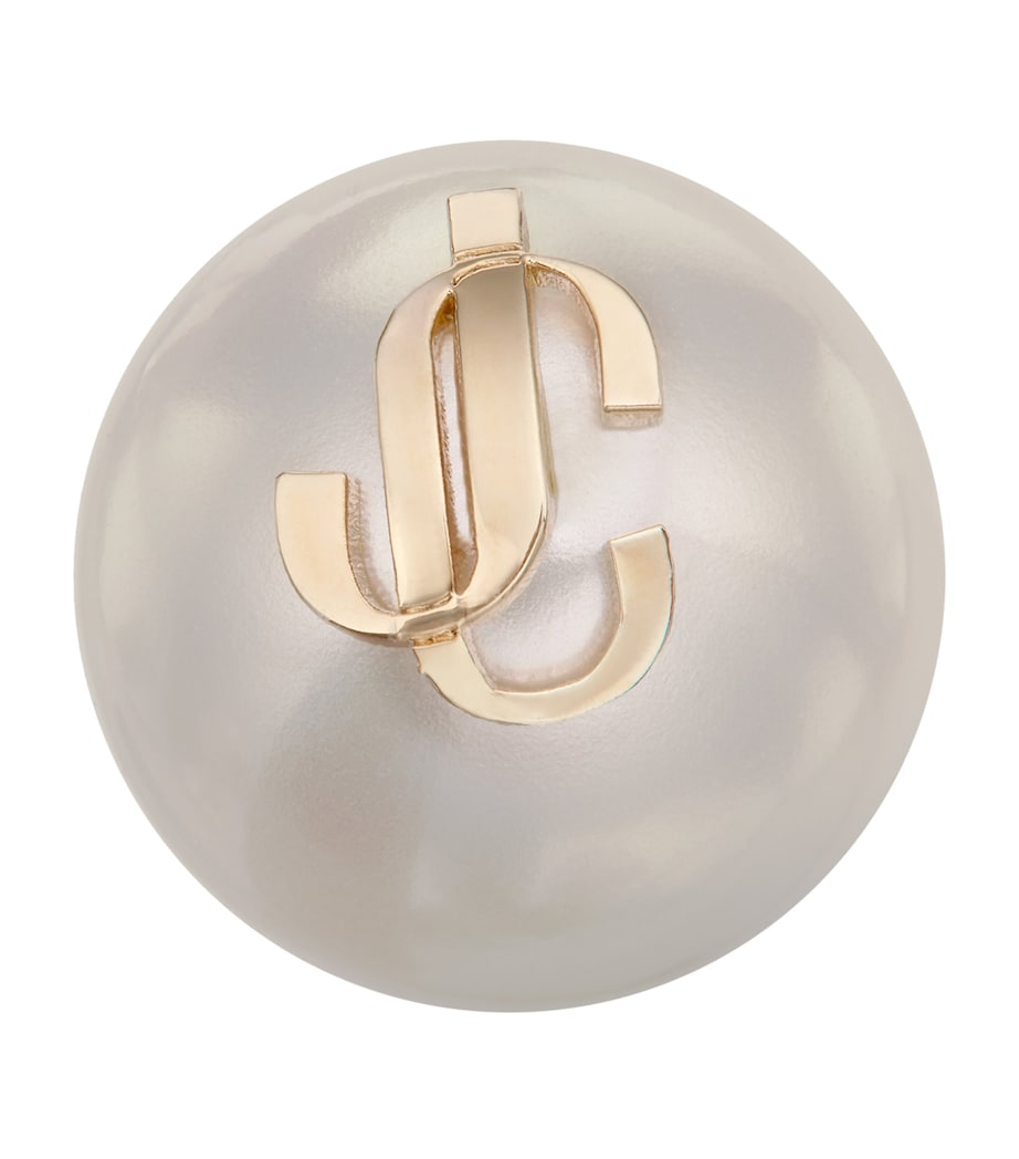 JC Logo Stud Earrings GOLD/WHITE Image 2