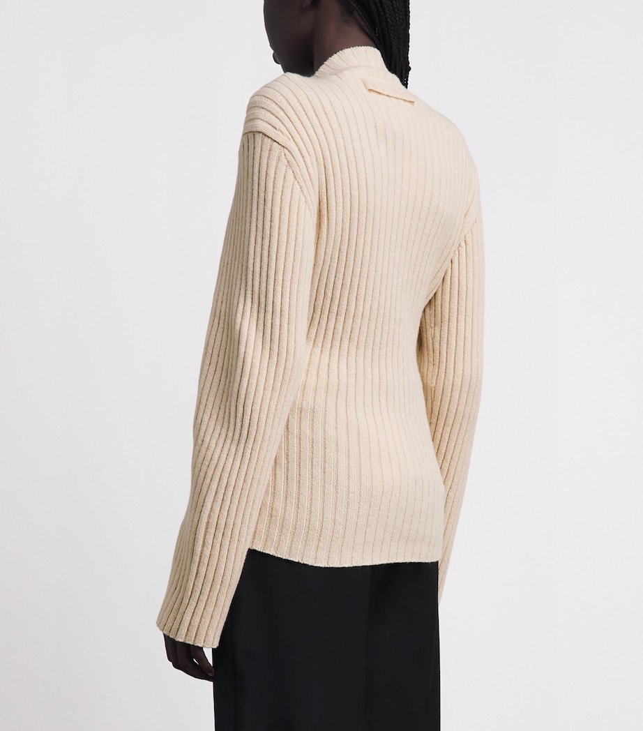 Victoria Beckham Womens Wool-Cashmere Ribbed Sweater Elderflower Image 5