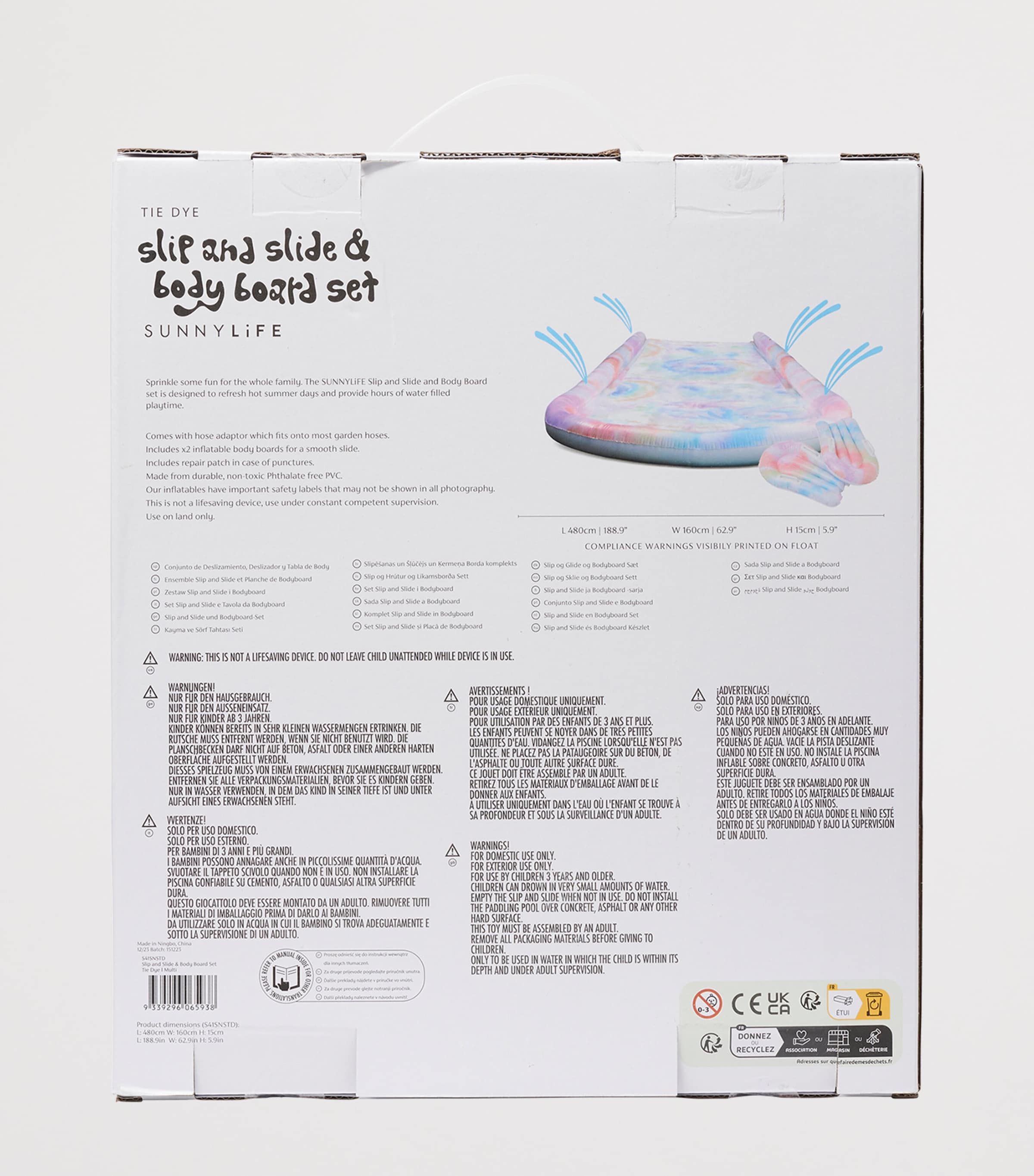 Tie Dye Slip, Slide and Body Board Set MULTI Image 5