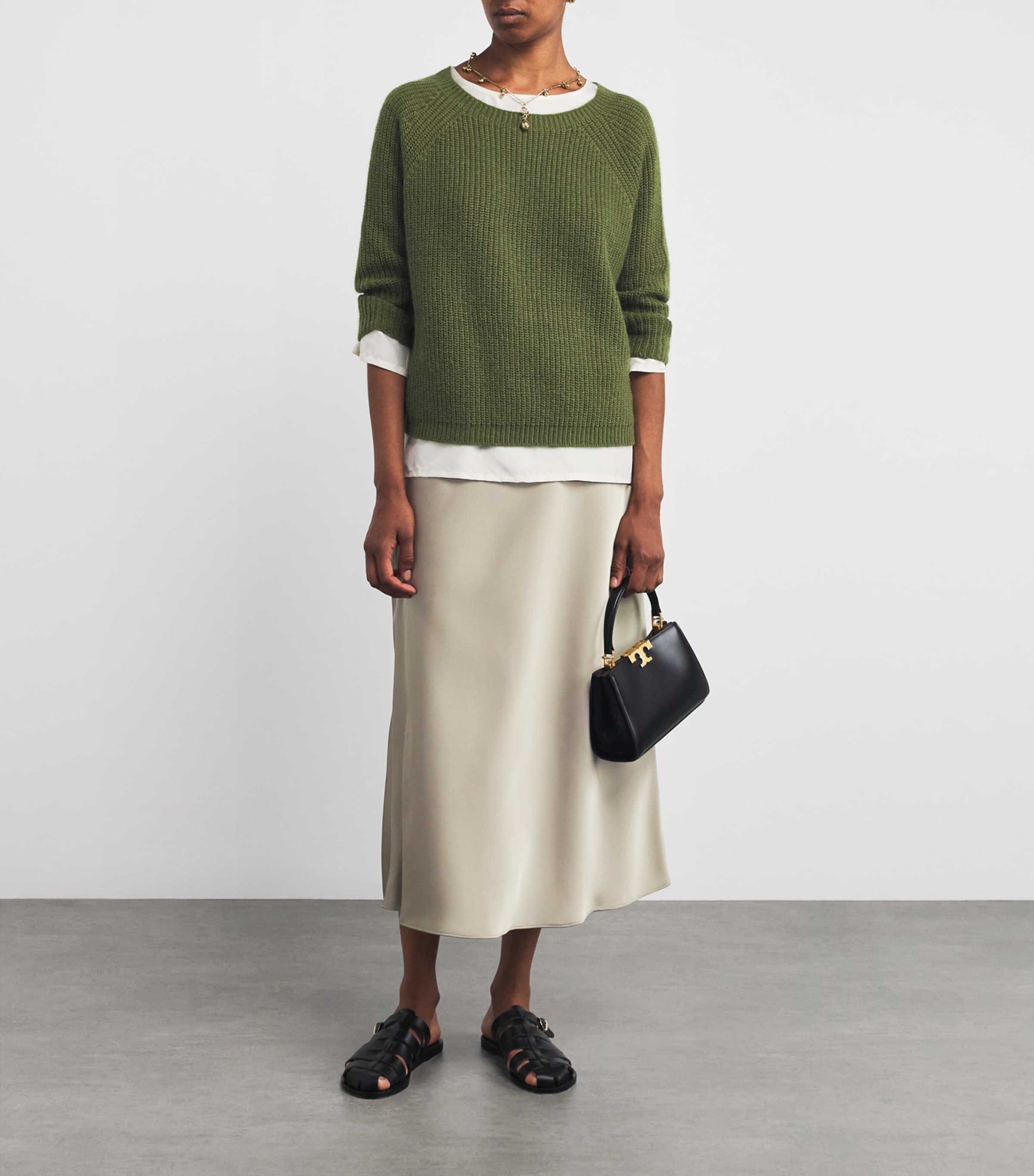 Satin Midi Skirt SAGE Image 2
