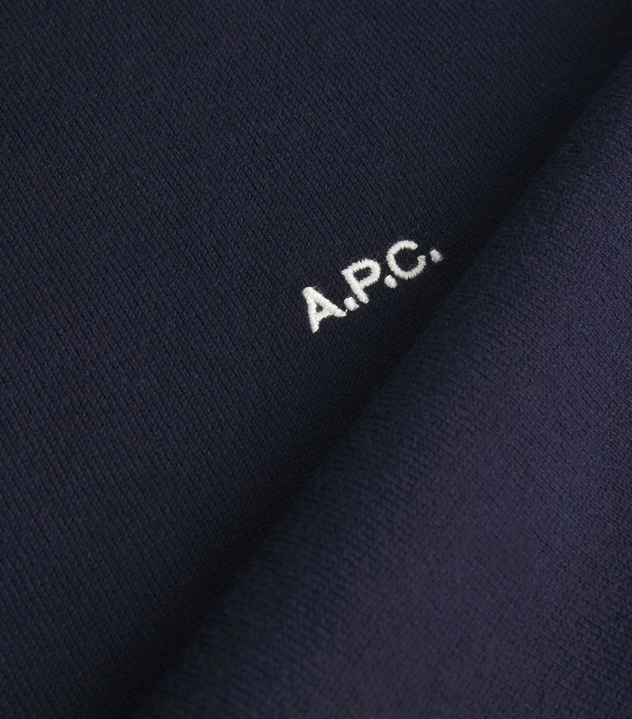 A.P.C. Mens Cotton Logo Sweater Iaj Marine Image 5