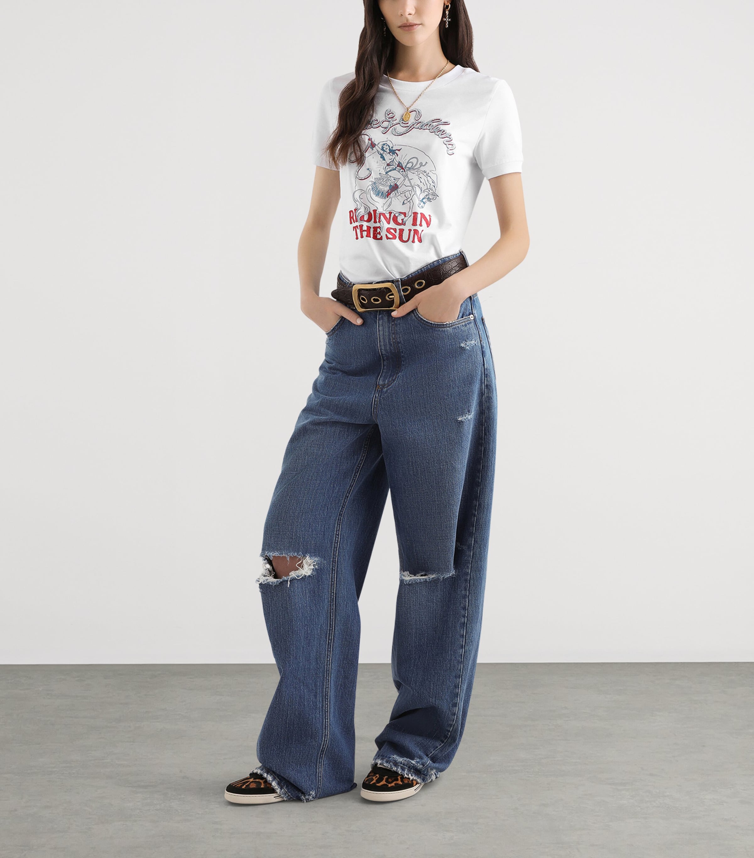 Dolce&Gabbana Womens Cotton Logo T-Shirt Opti Image 2