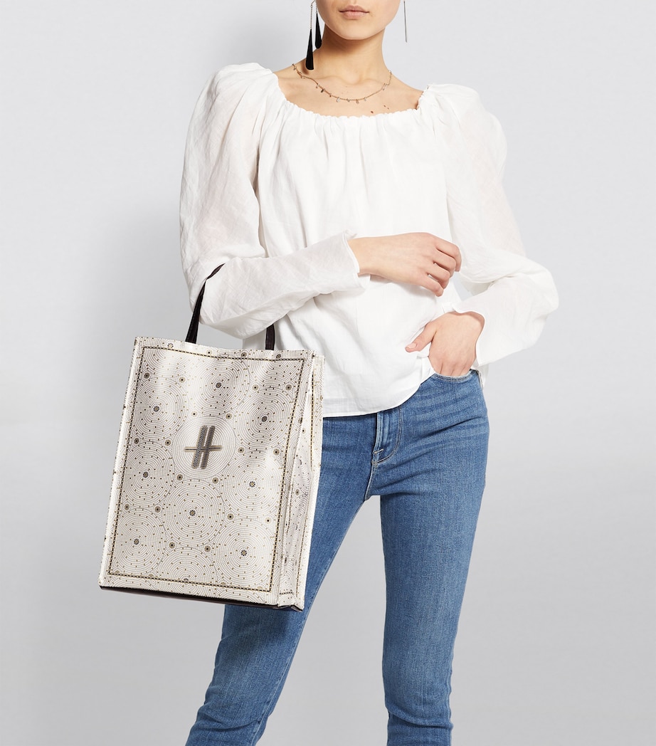 Harrods Medium Mosaic Floor Shopper Bag Black Image 2