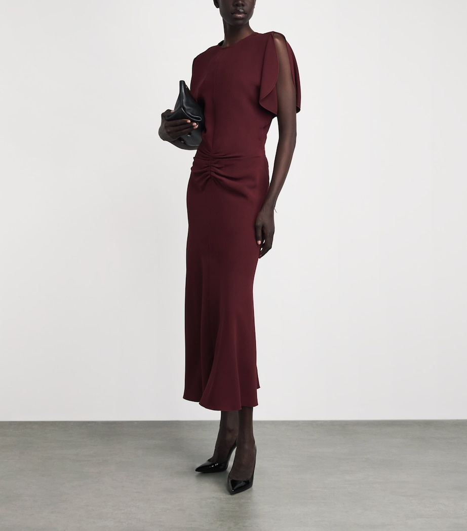 Victoria Beckham Womens Cady Bela Midi Dress Burgundy Image 2
