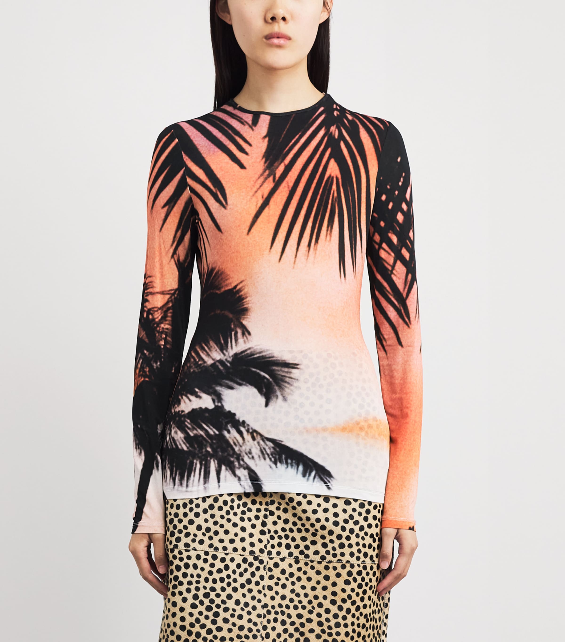 Rabanne Womens Long-Sleeve Thunderstorm T-Shirt Bg Lghtg Orngpi Image 4