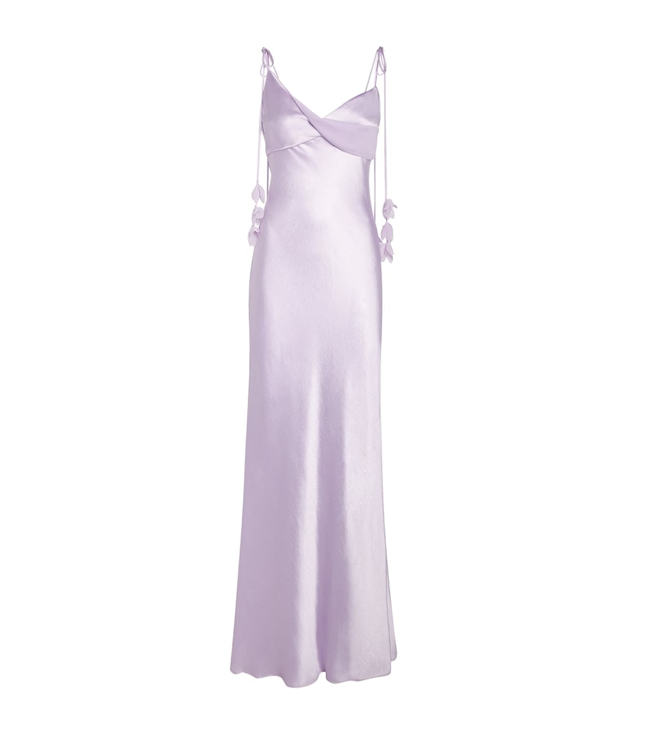 Satin Floral Maxi Dress LILAC Image 1