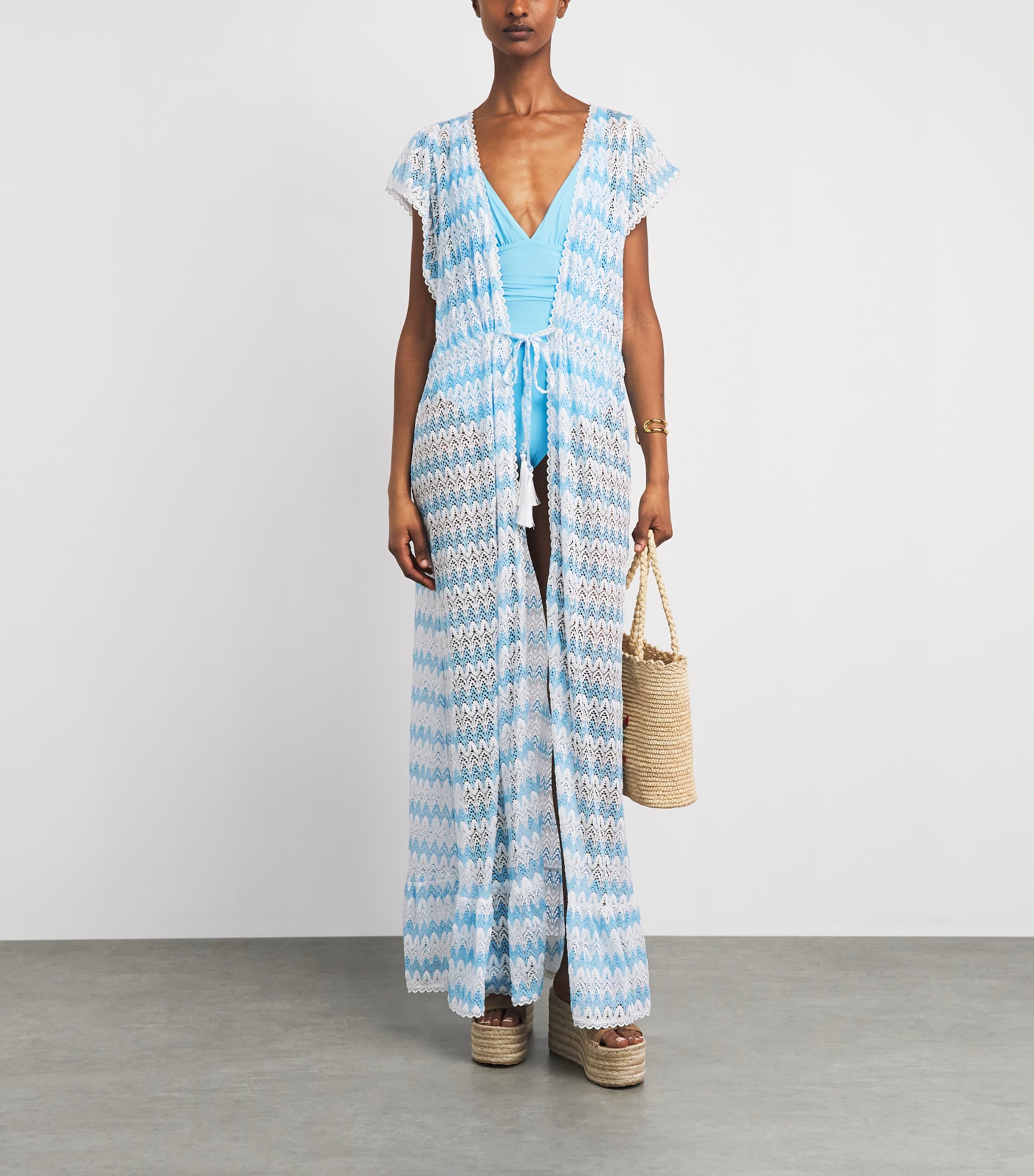 Melissa Odabash Womens Crochet Stevie Kaftan White/oasis Image 2