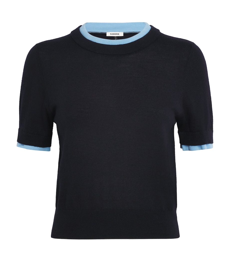 Wool Two-Tone Sweater NAVY BLUE Image 1