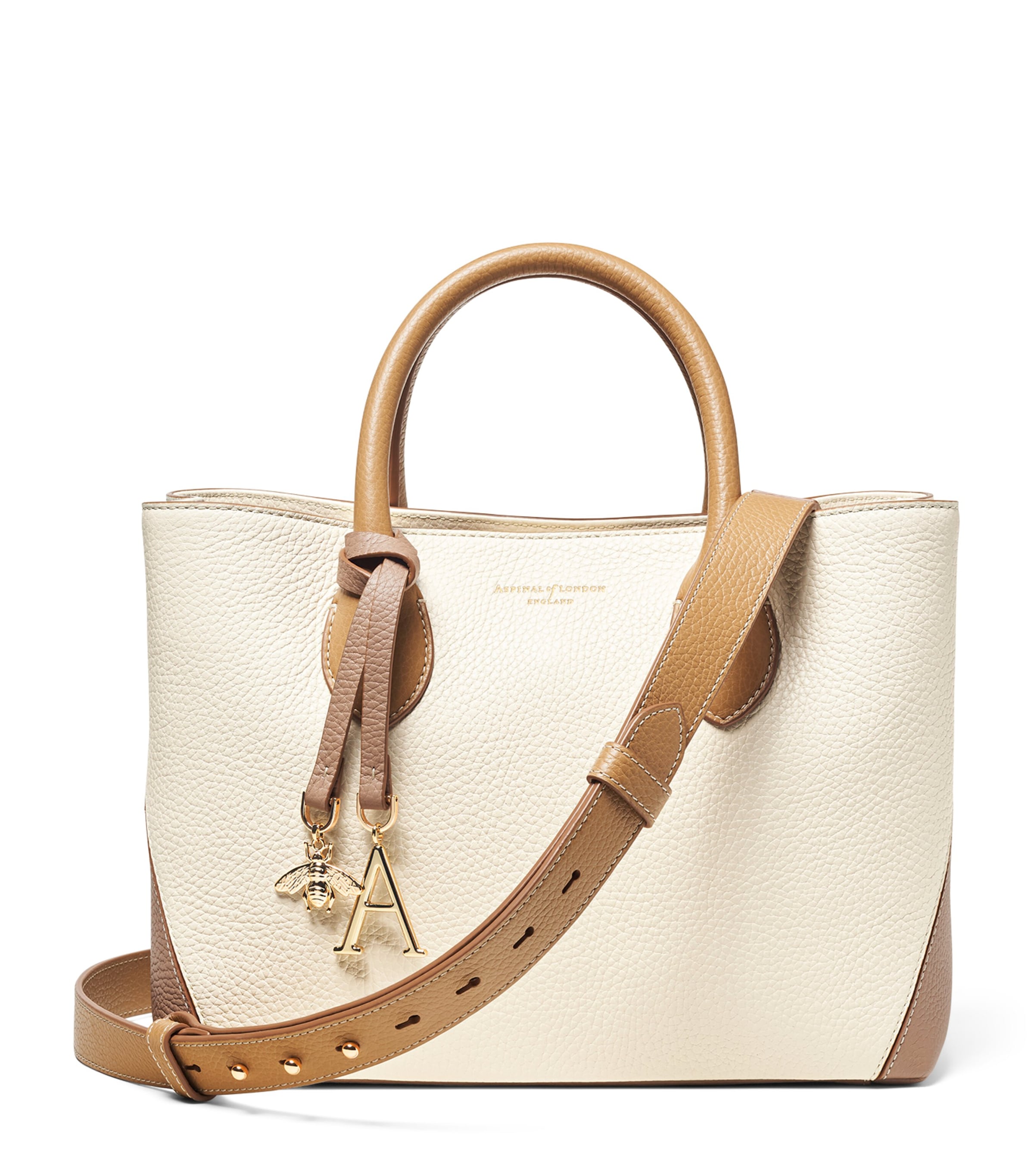 Aspinal Of London Womens Taupe London Logo-print Leather Tote Bag In Neutral
