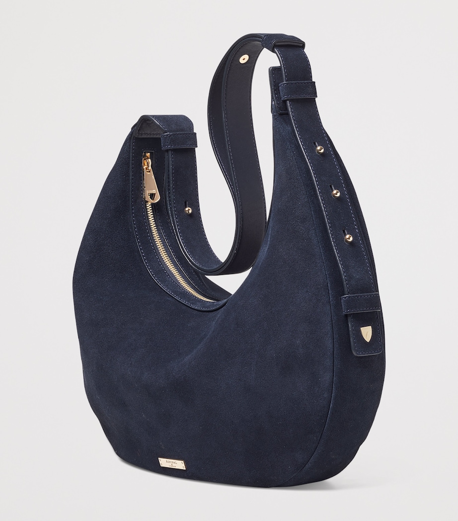 Suede Hudson Crescent Cross-Body Bag NAVY Image 3