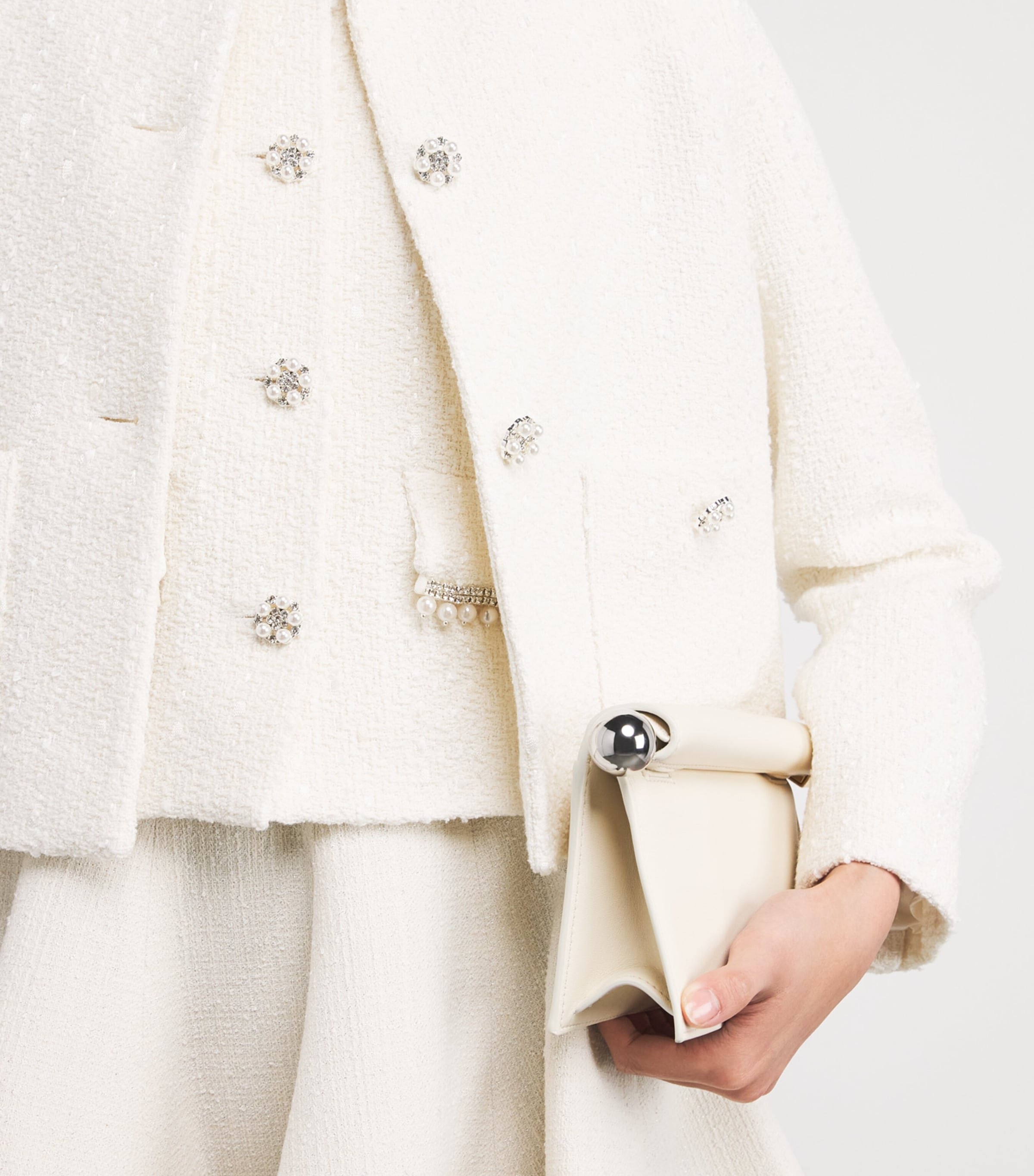 Tweed Pearl-Trim Jacket ECRU Image 6