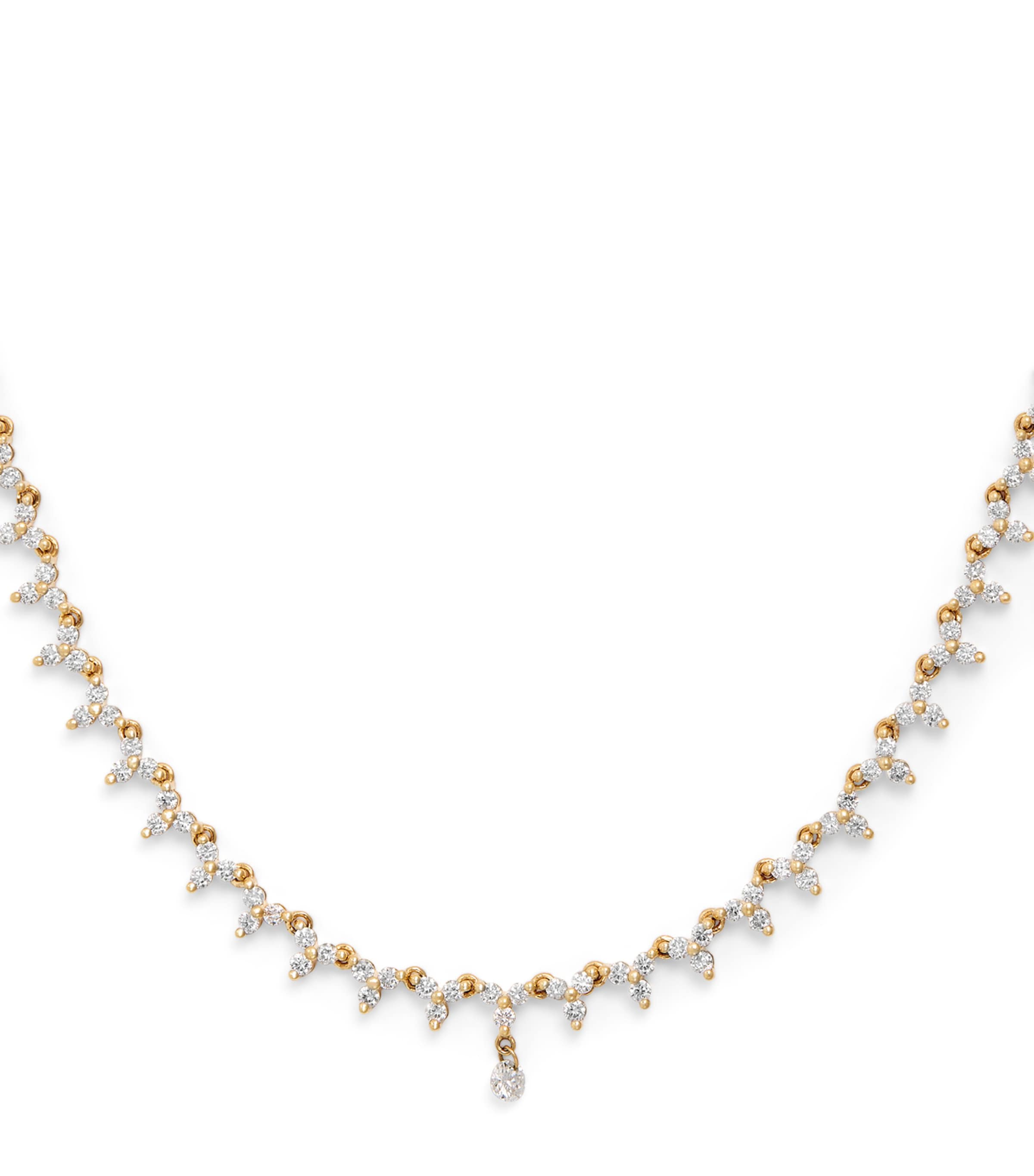 Shop Persée Yellow Gold And Diamond Triangle Tennis Necklace