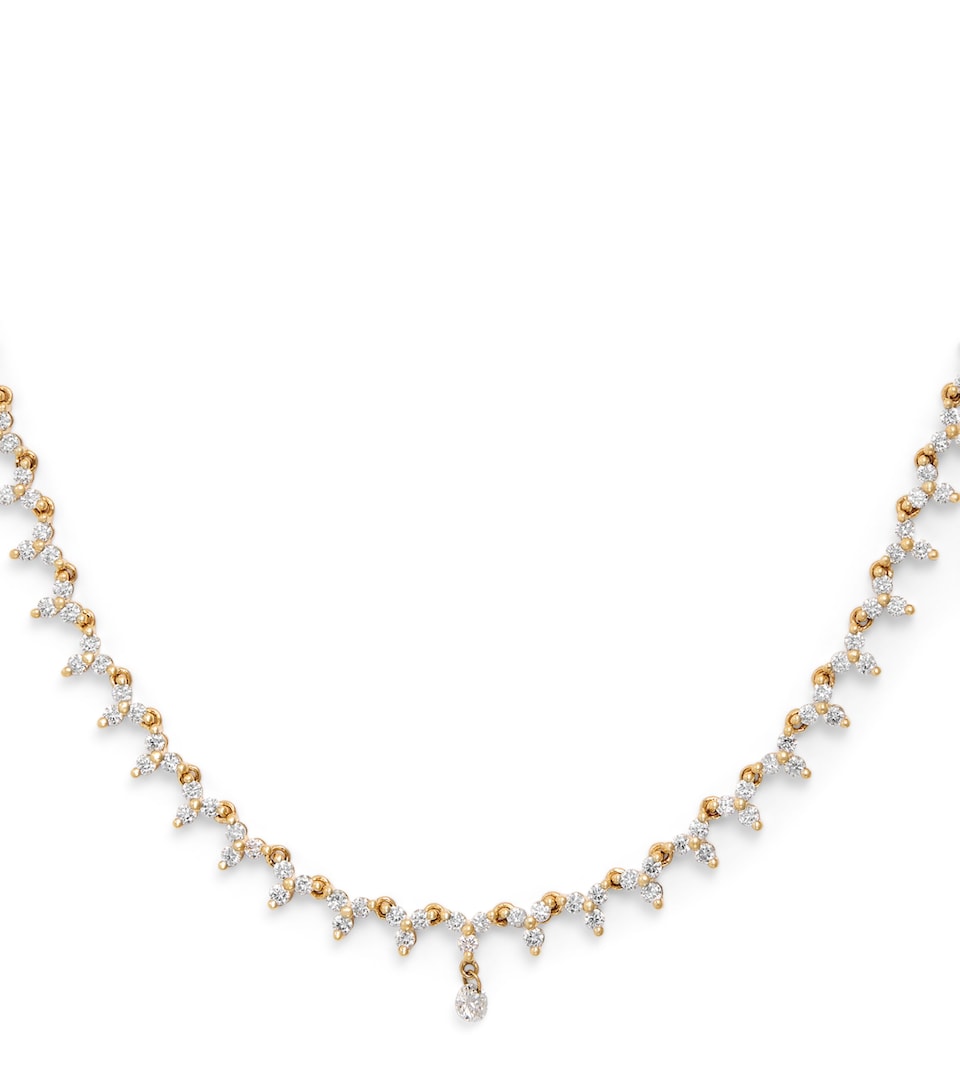 Yellow Gold and Diamond Triangle Tennis Necklace