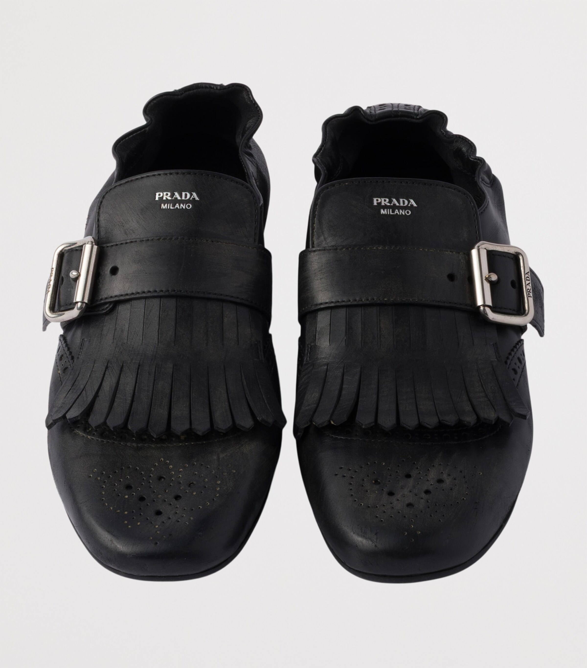 Leather Fringed Shuffle Loafers F0002 Image 4