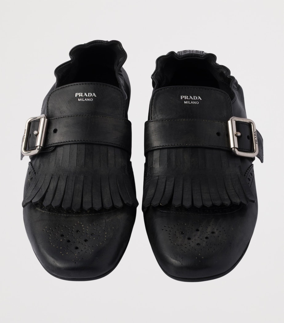 Leather Fringed Shuffle Loafers F0002 Image 4