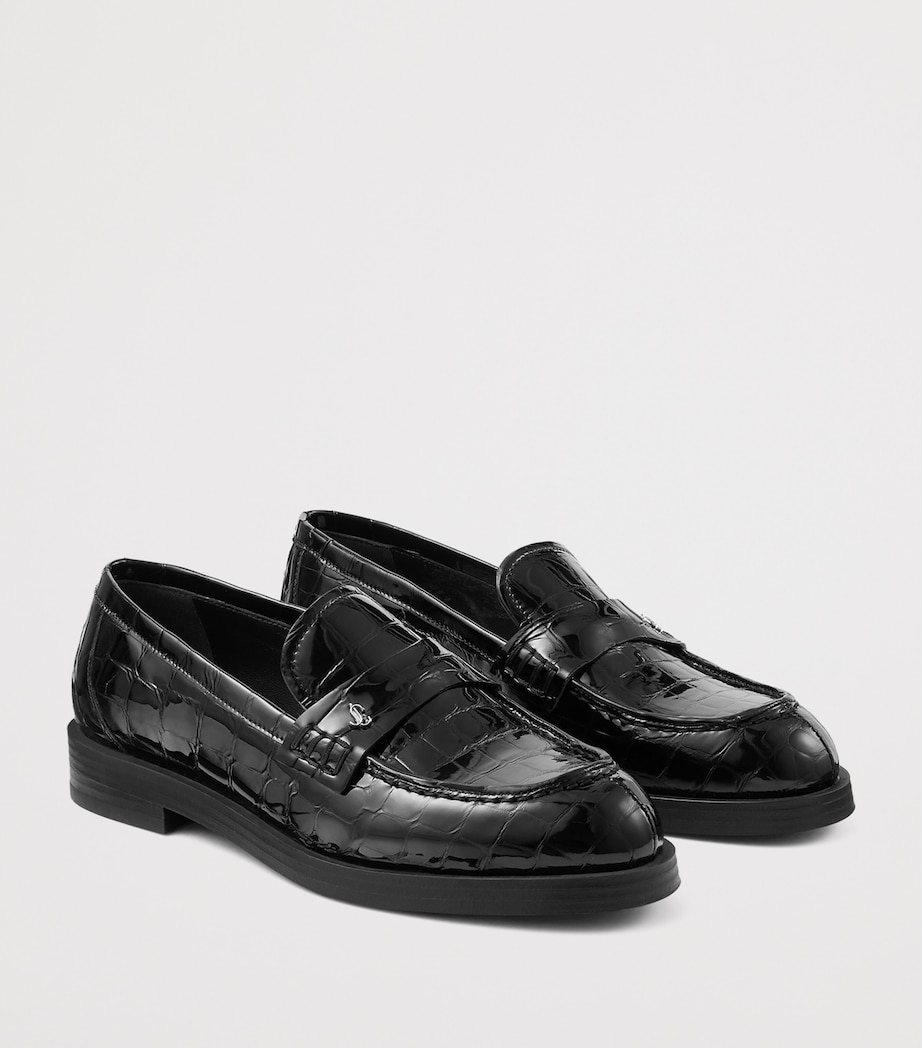 Ivy Croc-Embossed Leather Loafers BLACK Image 2