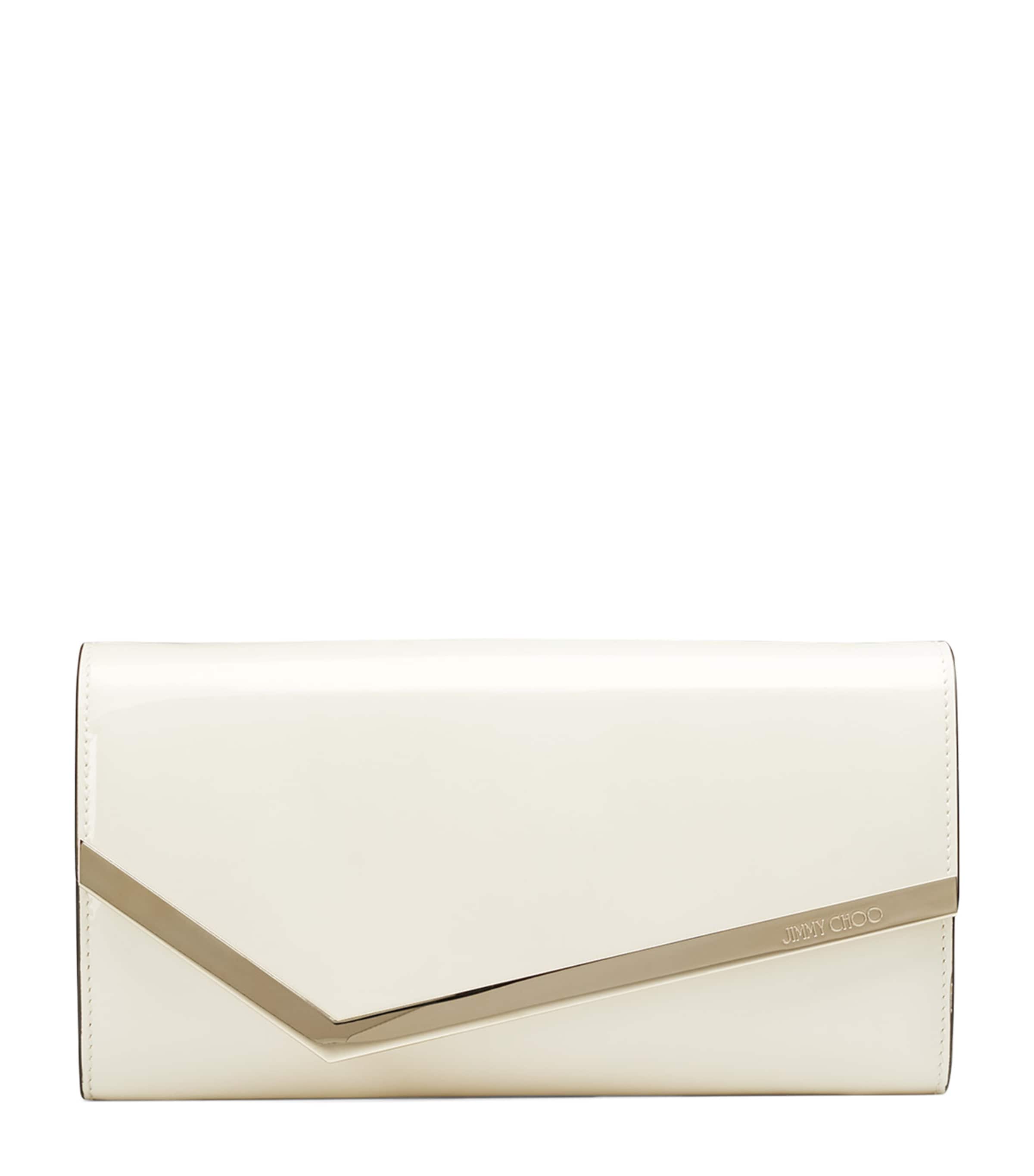Jimmy Choo Emmie Patent Leather Clutch In White