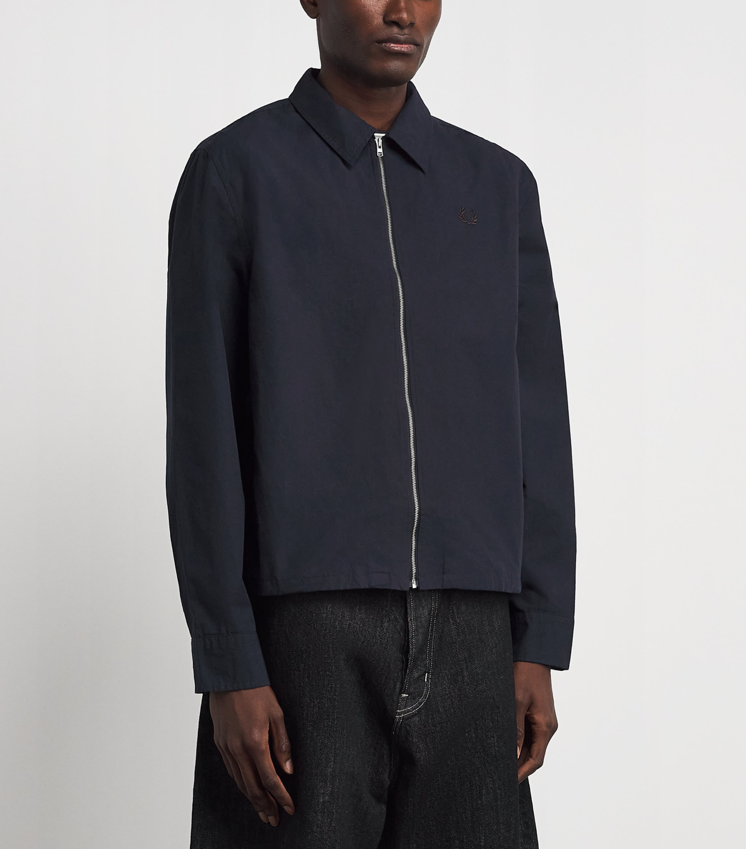 Fred Perry Mens Zip-Up Overshirt Navy Image 4