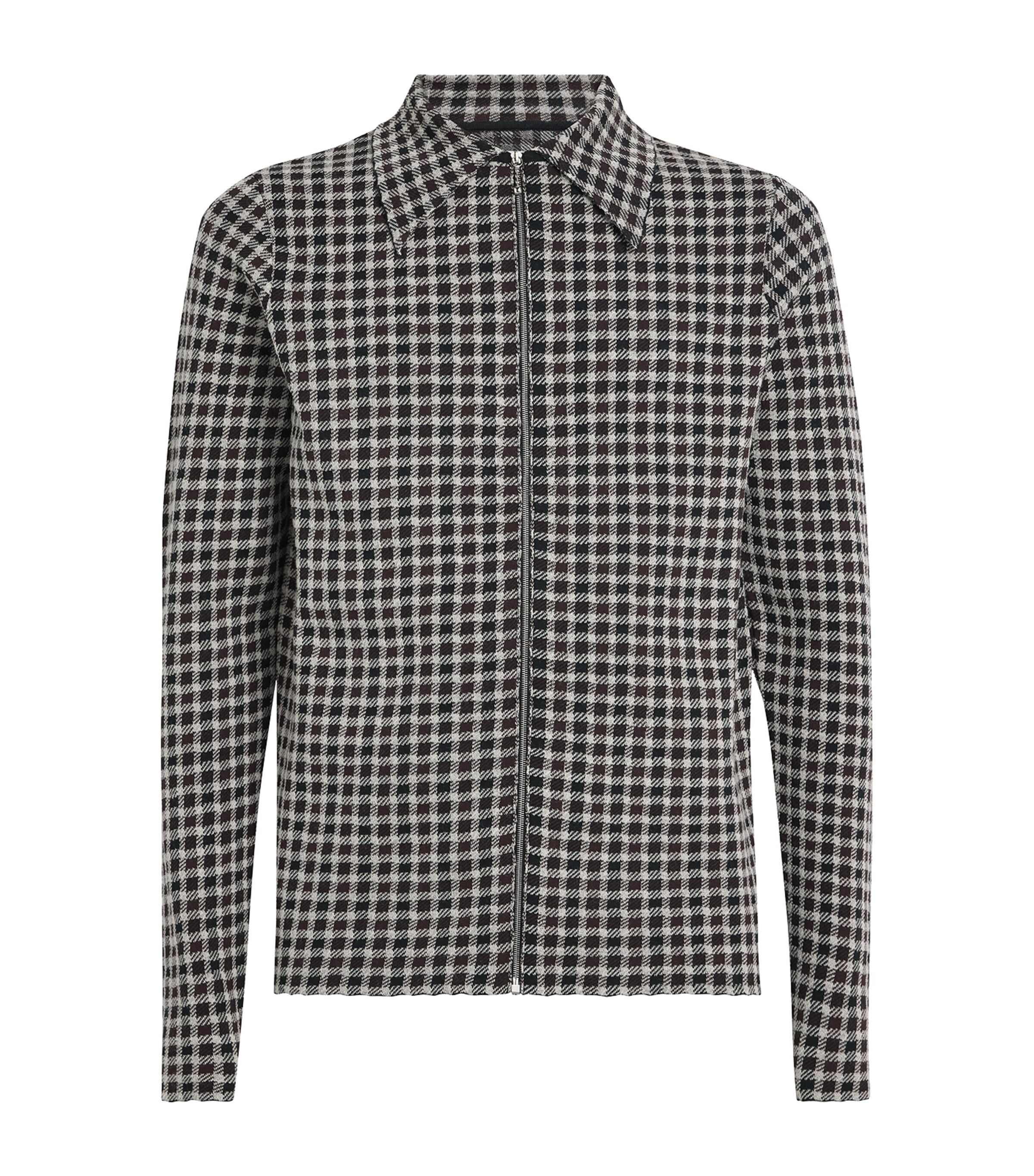 Jil Sander Mens Knitted Check Shirt Dark Grey Image 1