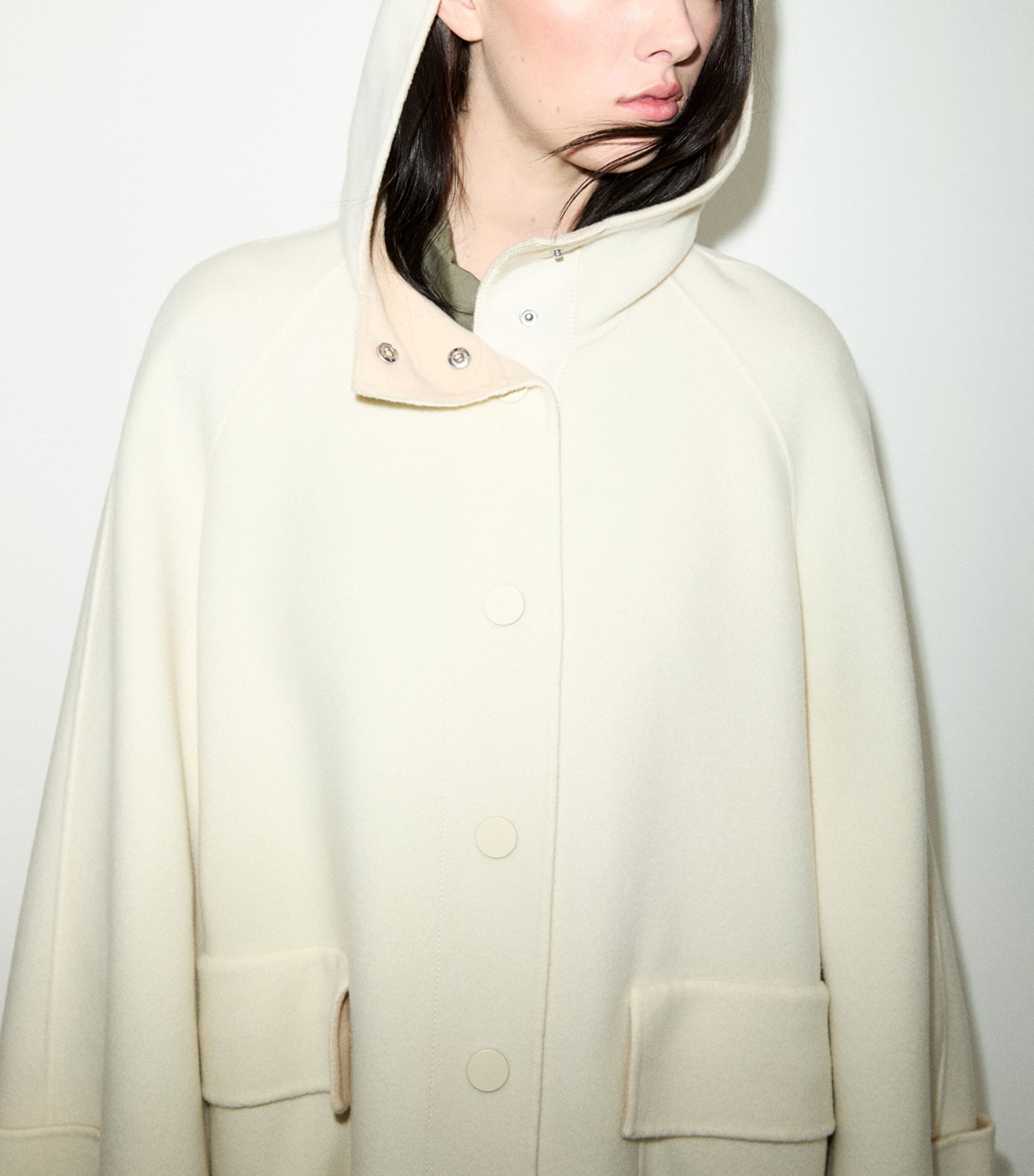 MAX&Co. Womens Wool Hooded Coat Wool White Image 6