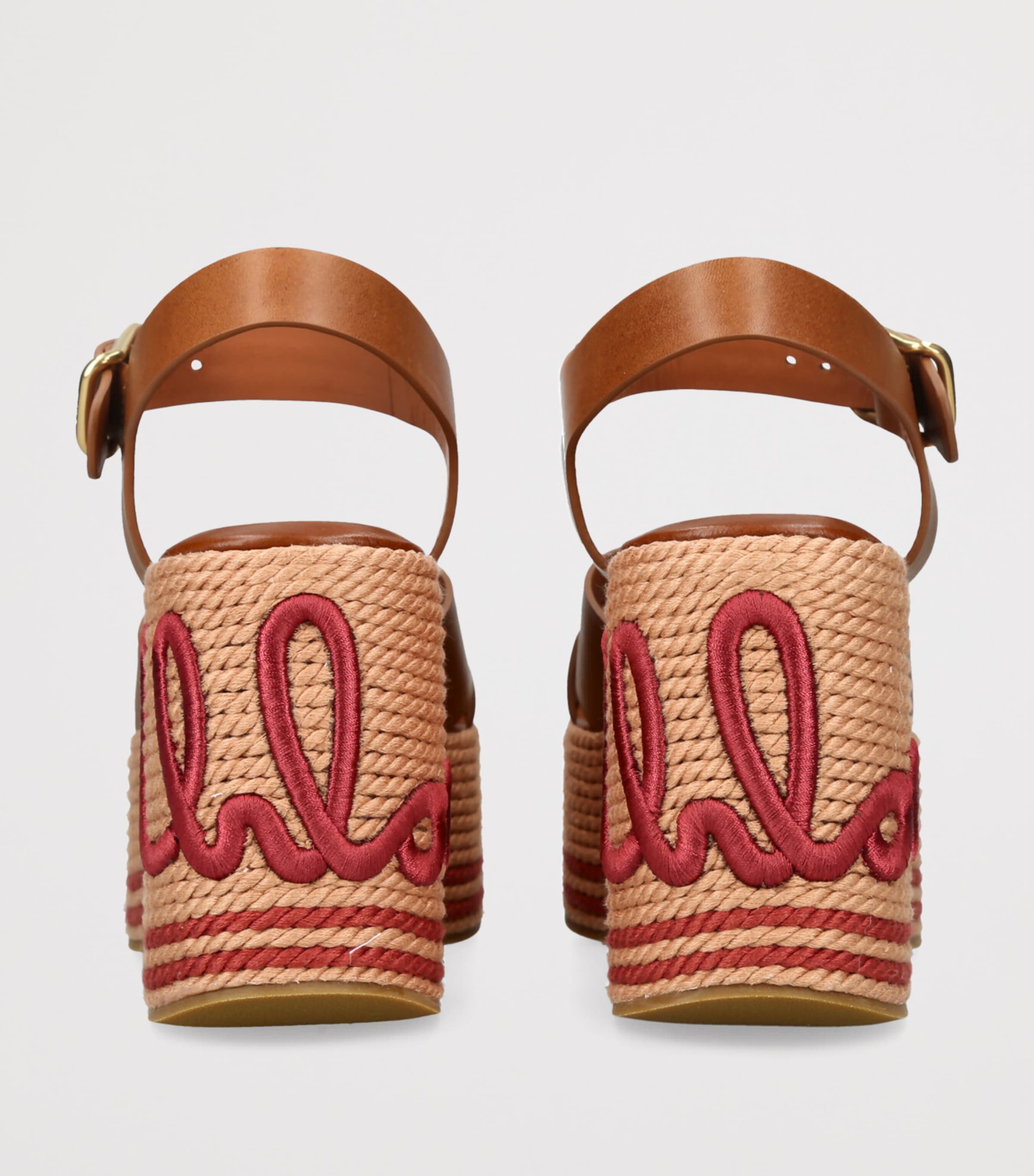 Chloé Leather Sand Wedge Espadrilles 105 Pink Image 2