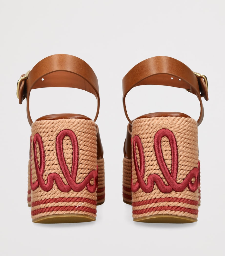 Chloé Leather Sand Wedge Espadrilles 105 Pink Image 2