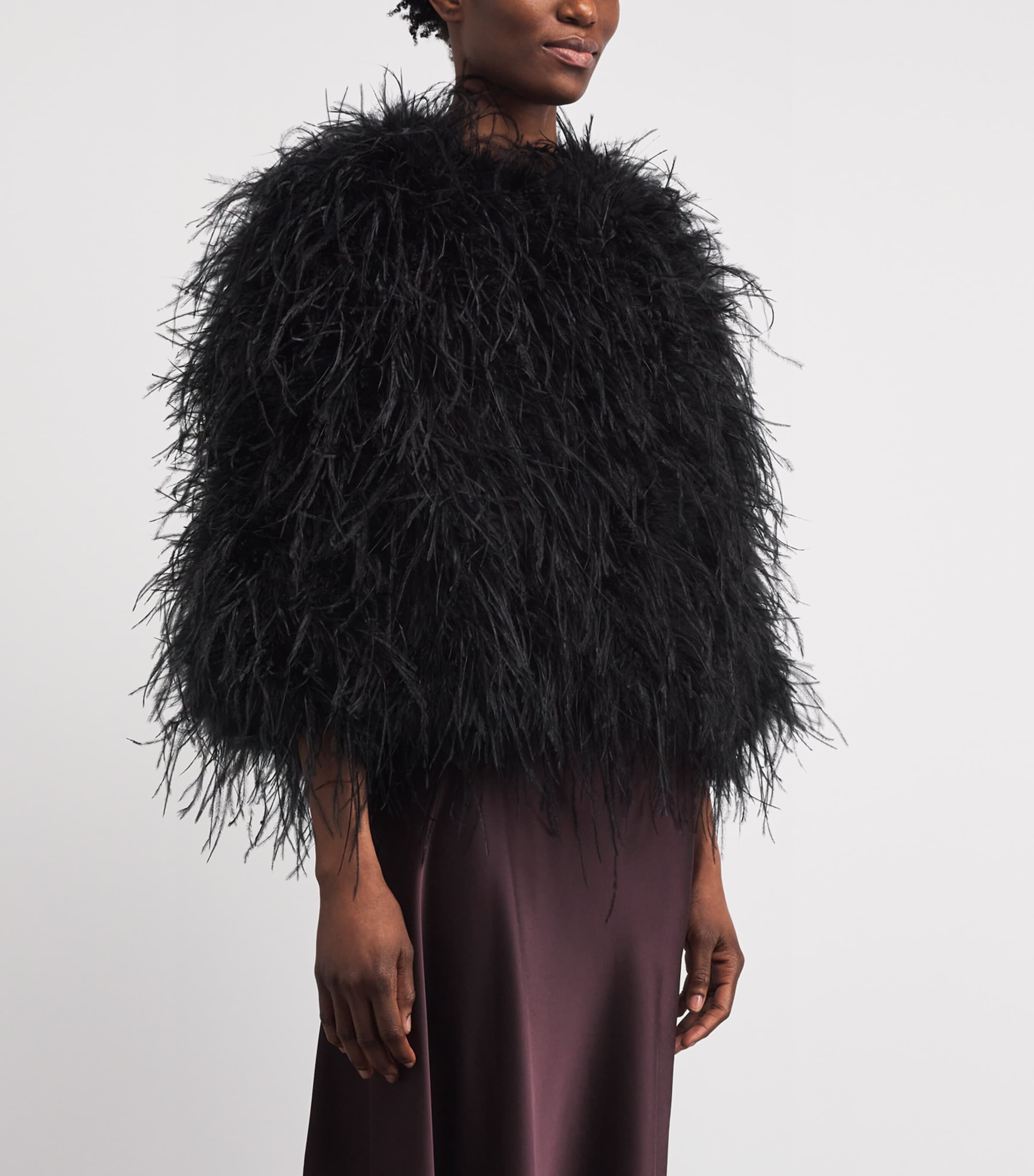 Yves Salomon Womens Ostrich Feather Jacket Image 4