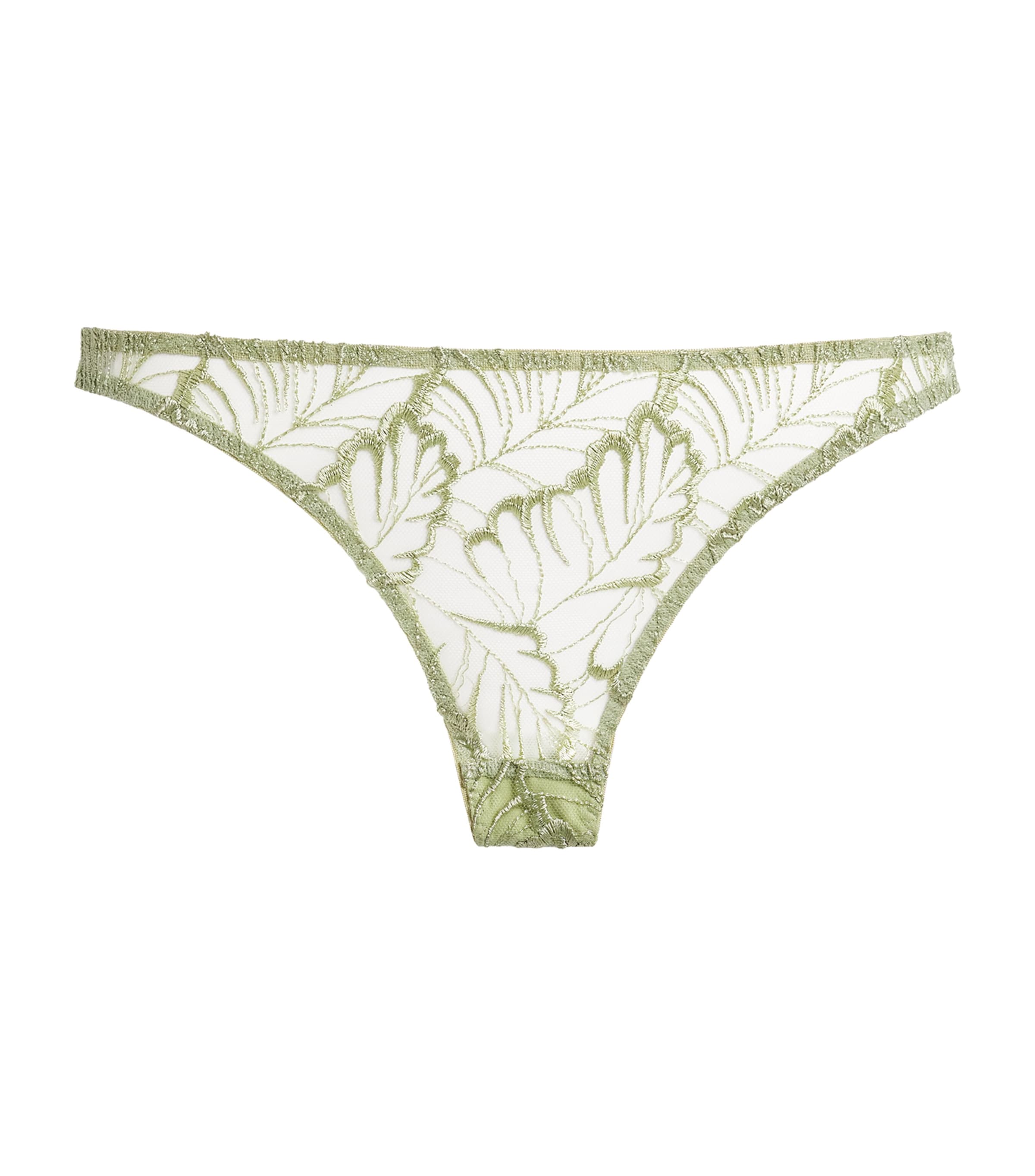 Coco De Mer Womens Lace Laurel Brazilian Briefs Pistachio Image 1