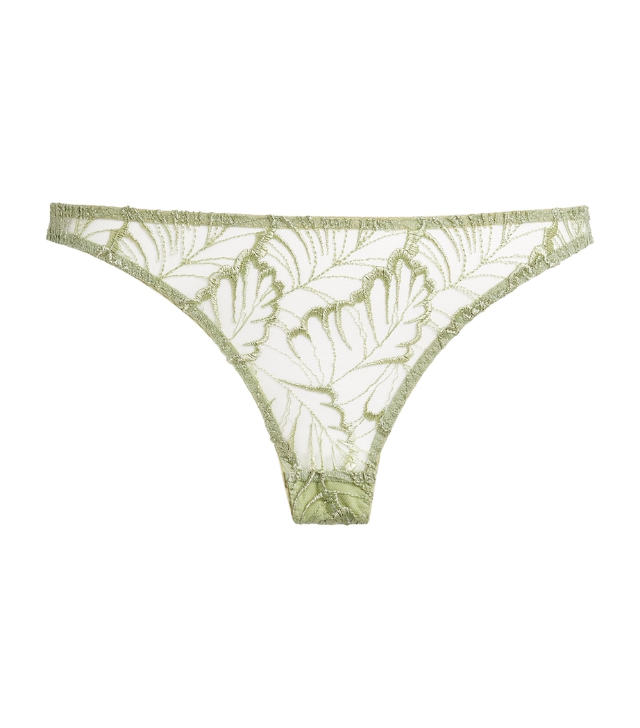 Coco De Mer Womens Lace Laurel Brazilian Briefs Pistachio Image 1