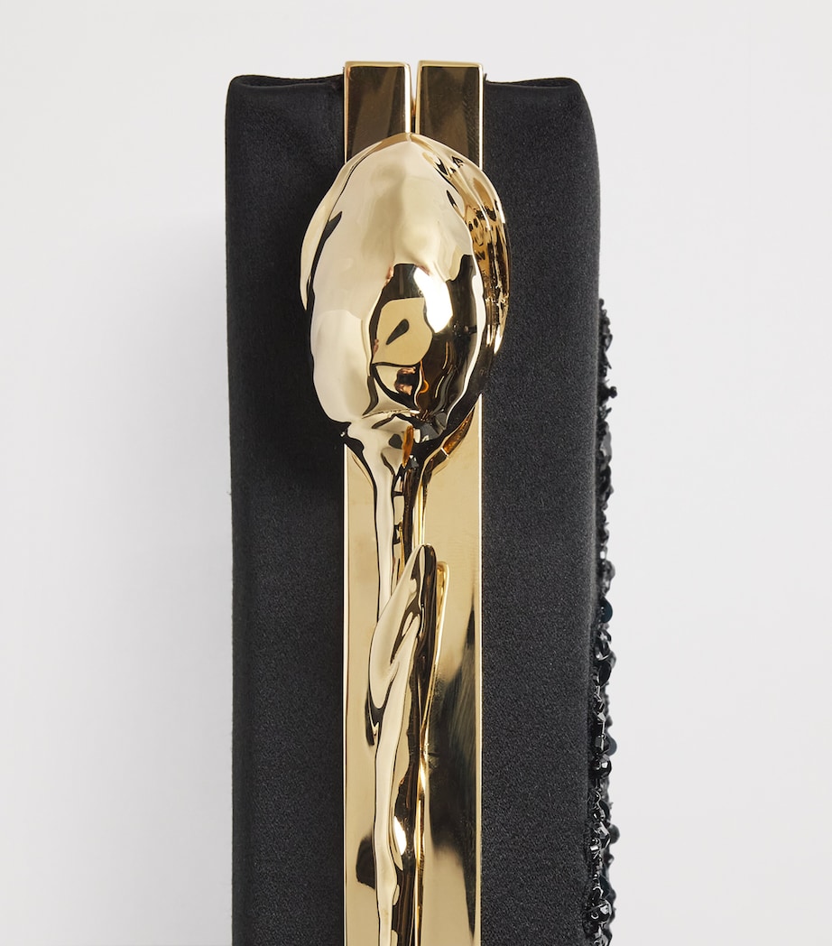Erdem Embellished Bloom Clutch Bag Black Image 5