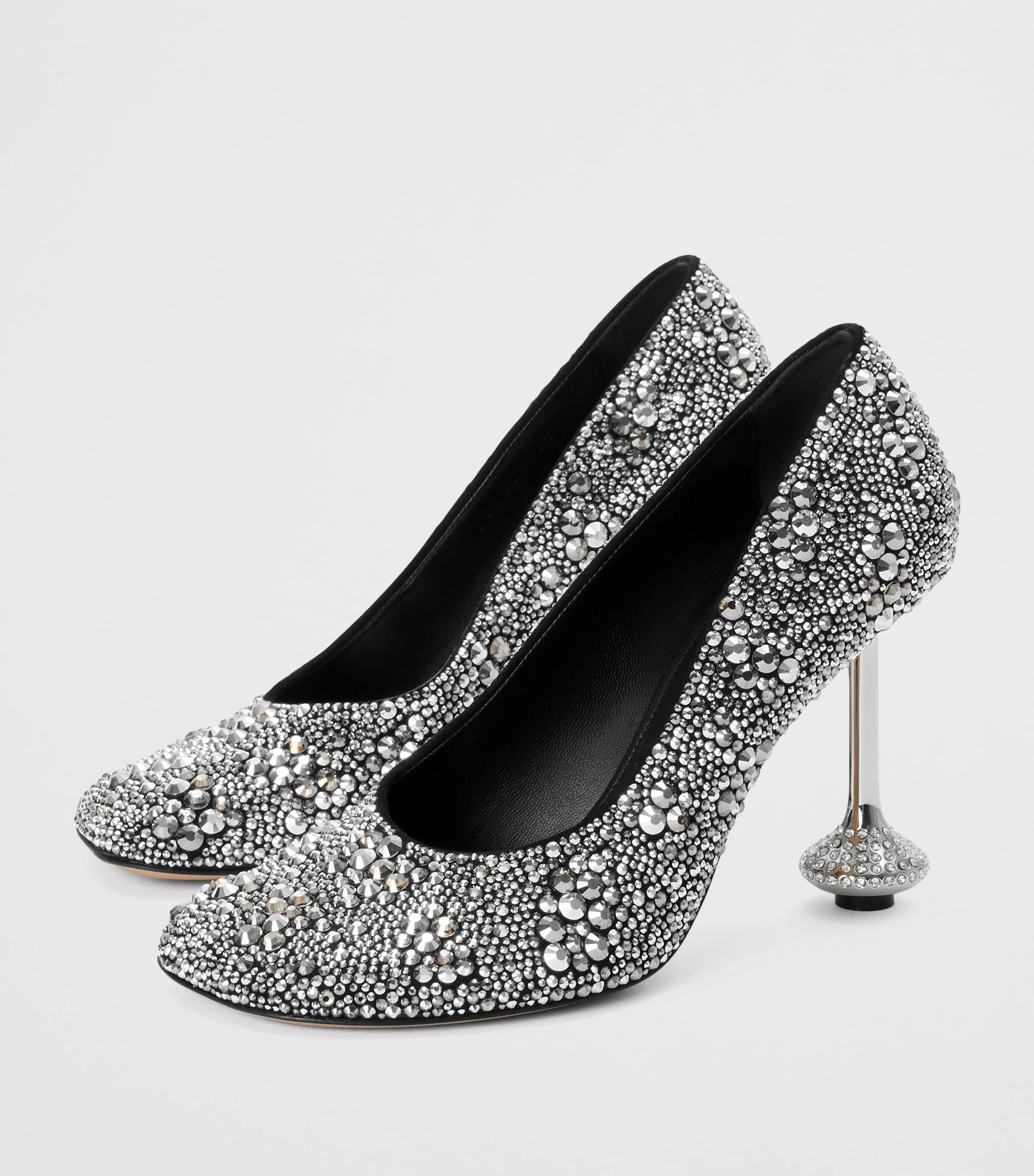 LOEWE Suede Embellished Toy Pumps 90 Silver Image 2