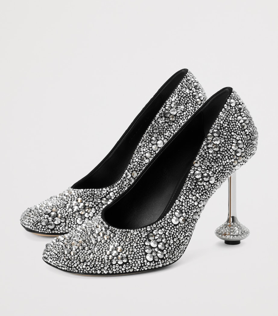 LOEWE Suede Embellished Toy Pumps 90 Silver Image 2