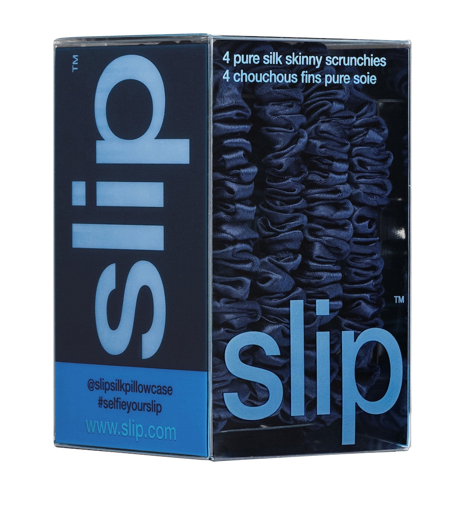 Slip Pure Silk Skinny Scrunchies (Set of 4) Navy Image 4