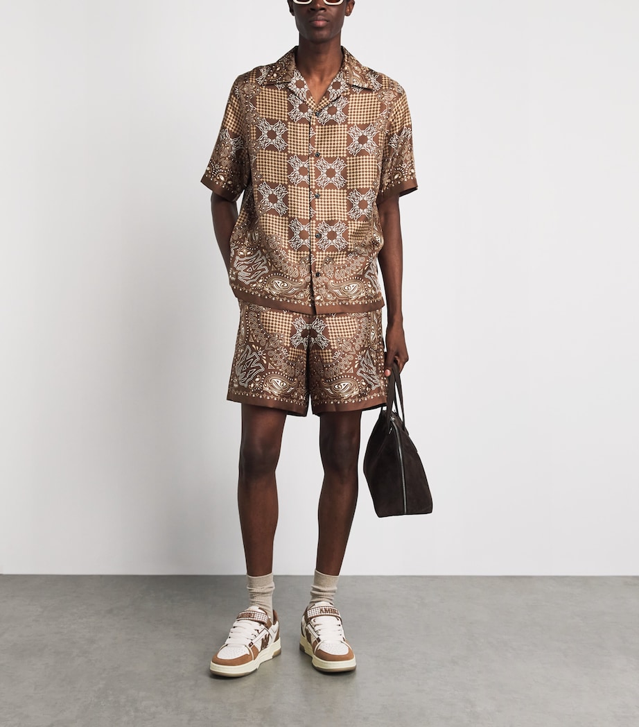 AMIRI Mens Silk MA Check Short-Sleeve Shirt Tobacco Image 2