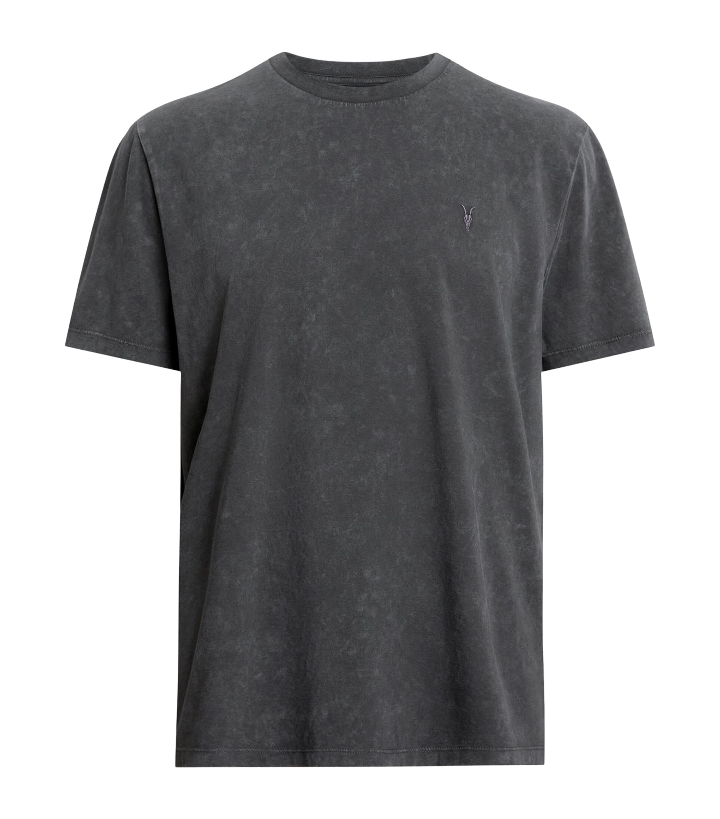 AllSaints Mens Organic Cotton Saka T-Shirt Washed Black Image 1