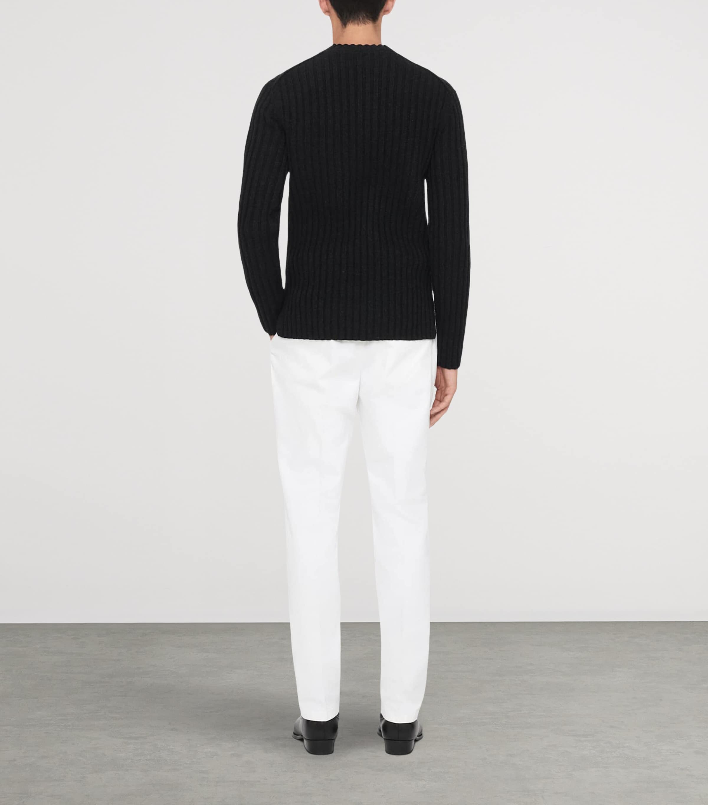AllSaints Mens Merino-Blend Liev Sweater Cinder Black Marl Image 7
