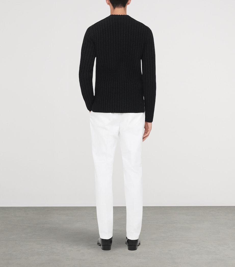 AllSaints Mens Merino-Blend Liev Sweater Cinder Black Marl Image 7