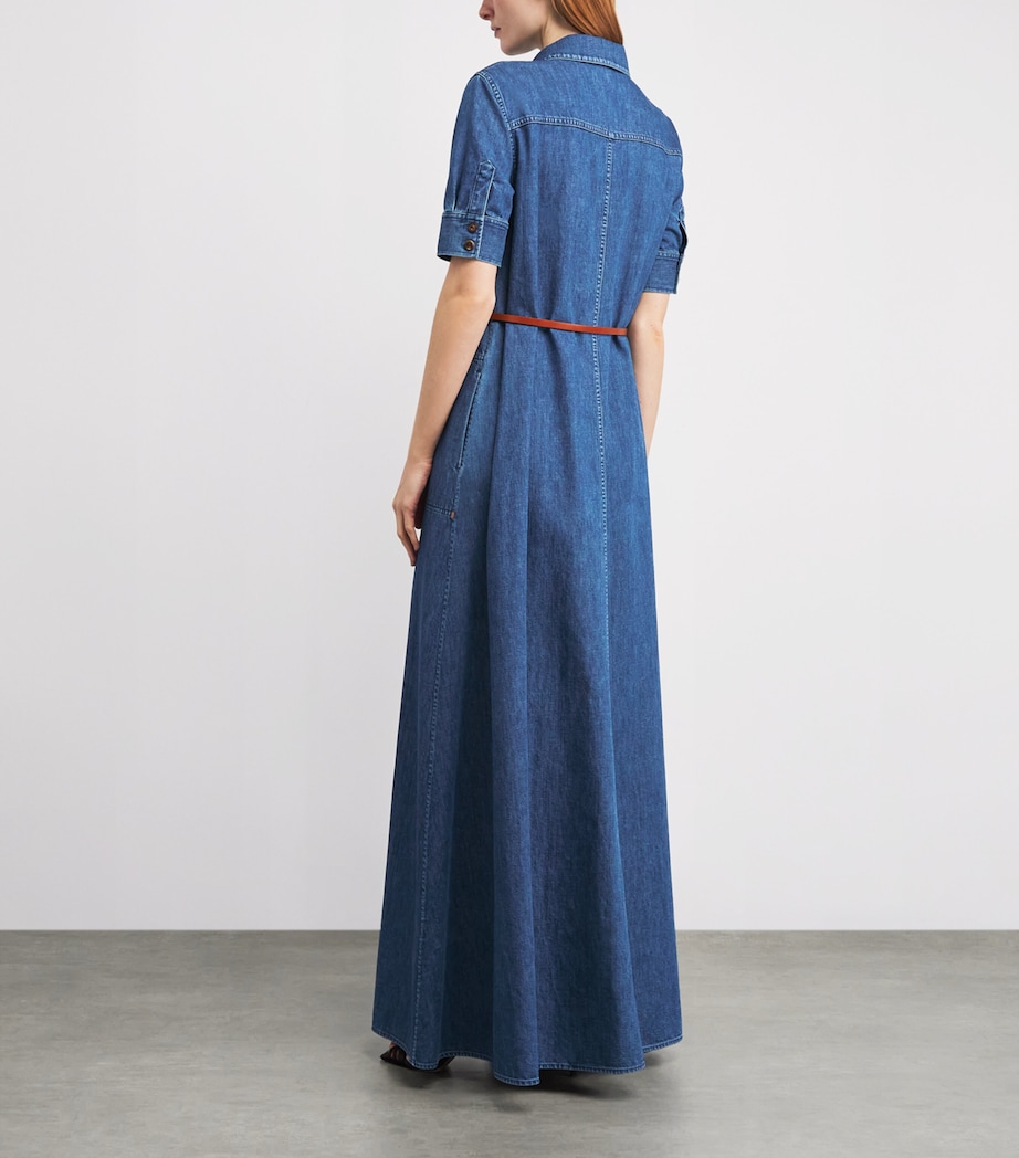 Lafayette 148 Womens Denim Belted Maxi Dress Faded Skyline Image 3