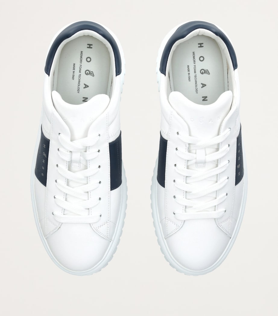 Leather H-Stripes Sneakers WHITE/NAVY Image 4