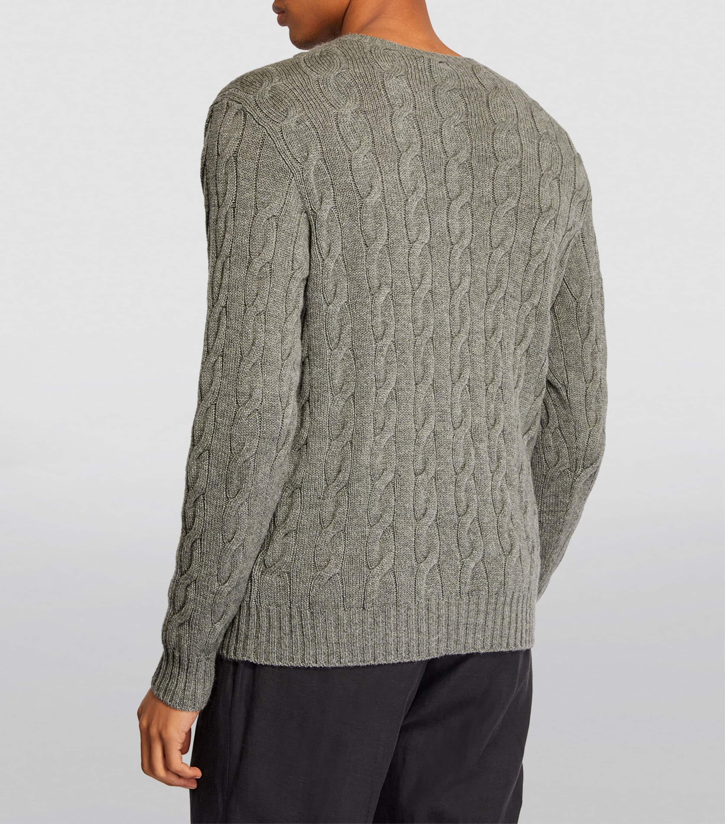 Ralph Lauren Purple Label Mens Cashmere Cable-Knit Sweater Lt Grey Image 4