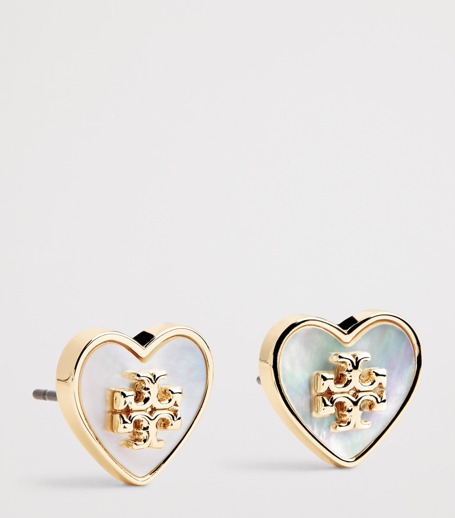 Kira Heart Stud Earrings TORY GOLD / MTHR PRL Image 3