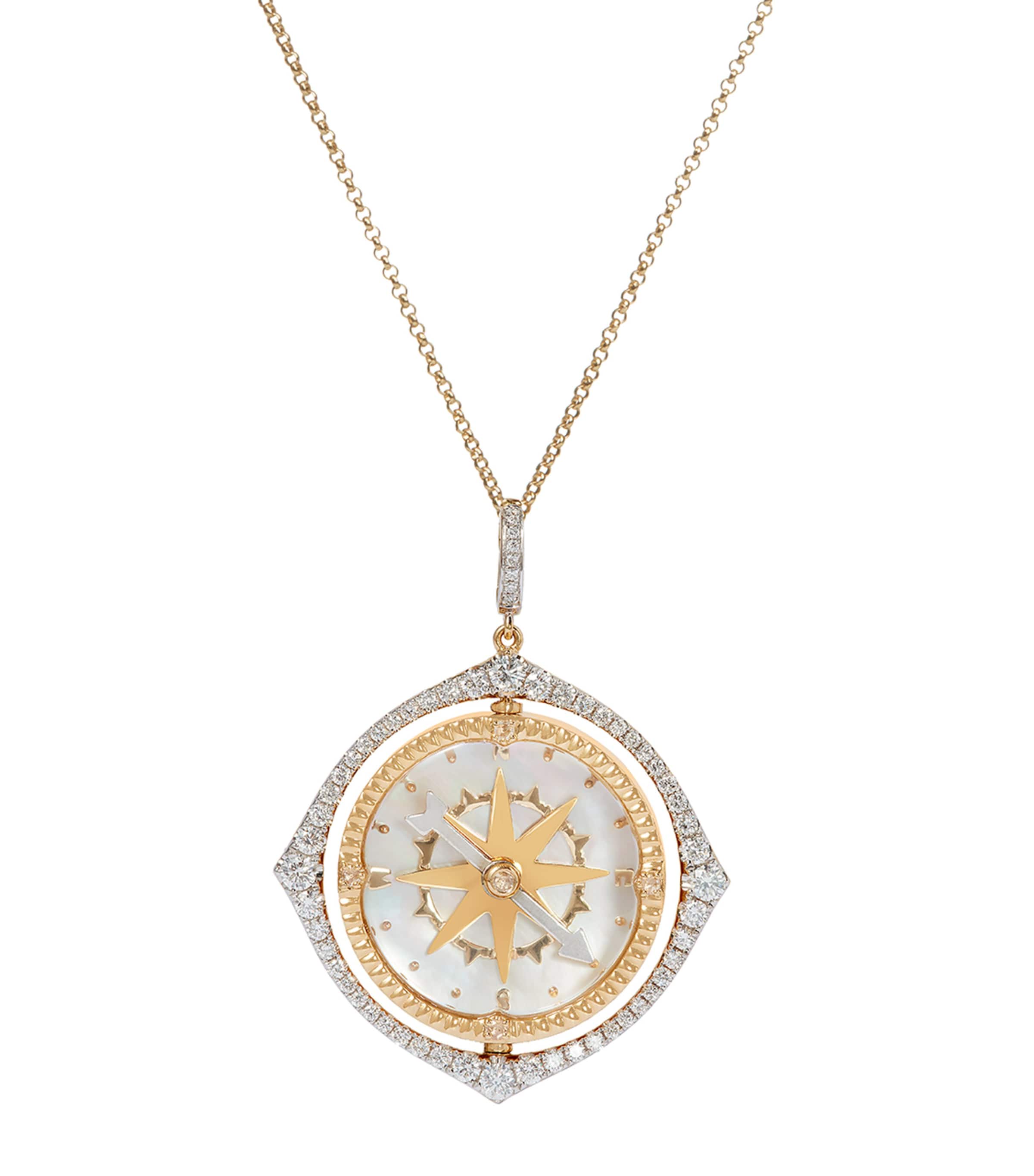 Yellow Gold and Diamond Mythology Spinning Compass Pendant YELLOW GOLD Image 5