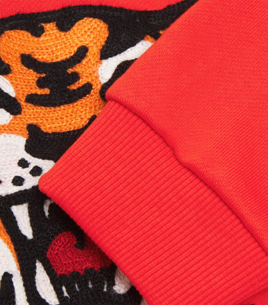 Cotton Crochet-Tiger Sweatshirt (2-14 Years) 997 BRIGHT RED Image 4